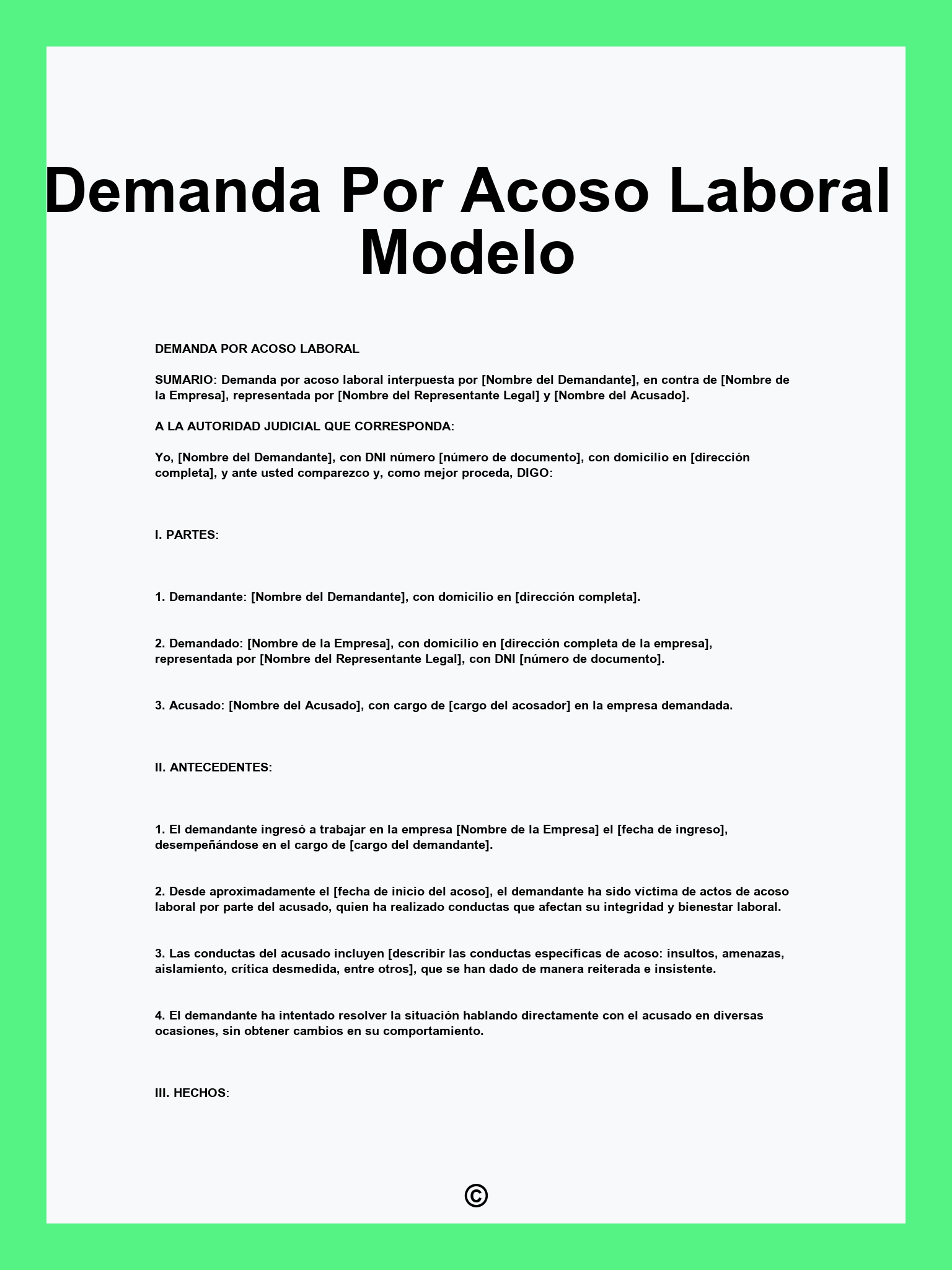 Demanda Por Acoso Laboral Modelo