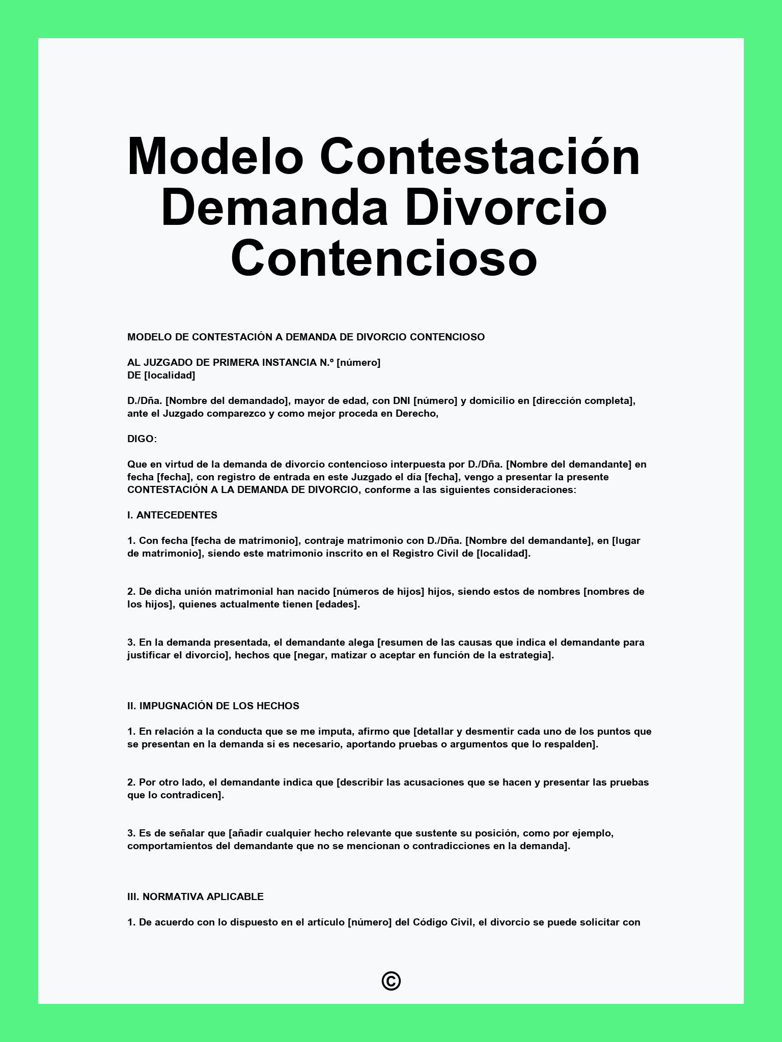 Modelo Contestación Demanda Divorcio Contencioso