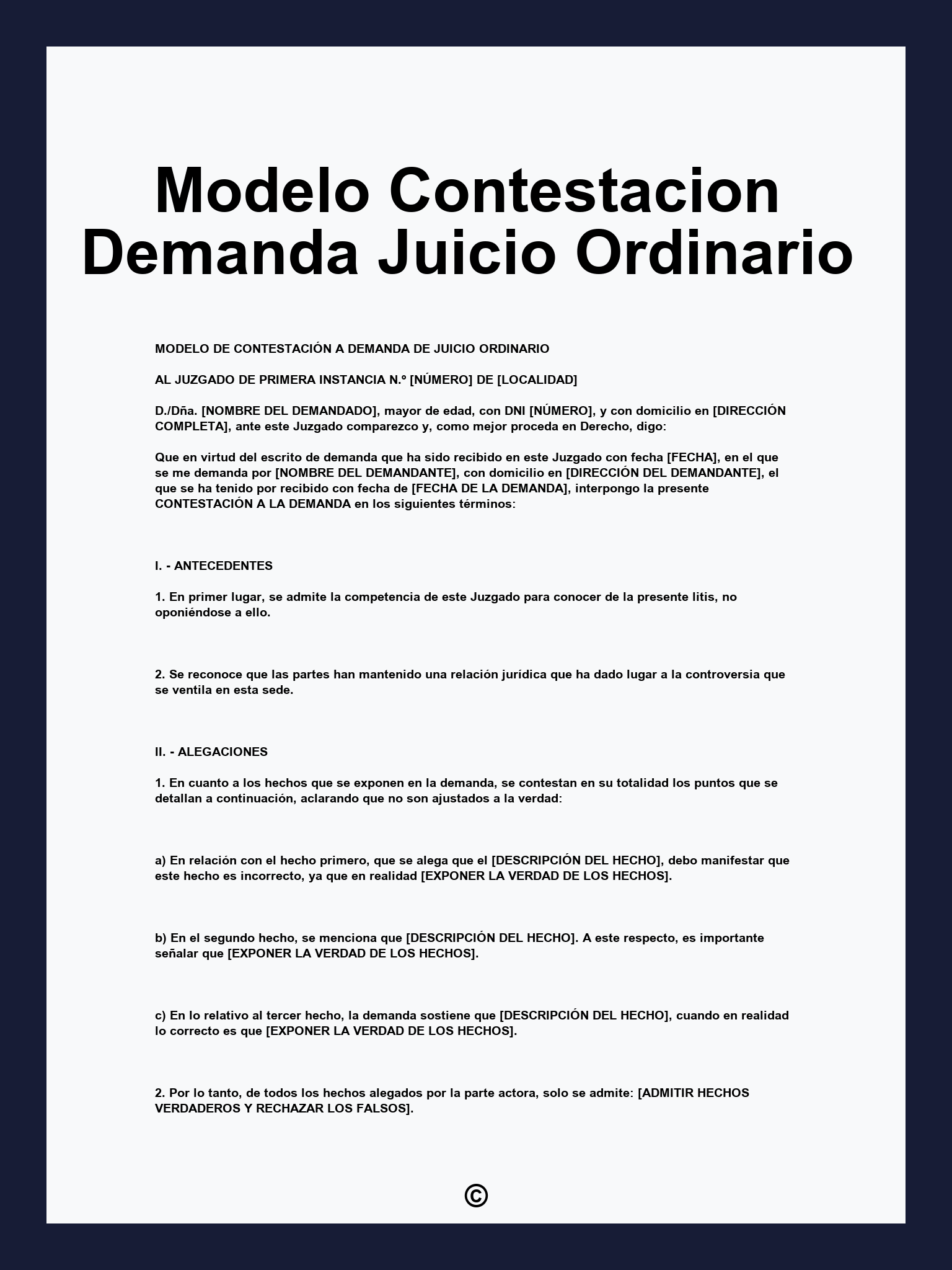 Modelo Contestacion Demanda Juicio Ordinario