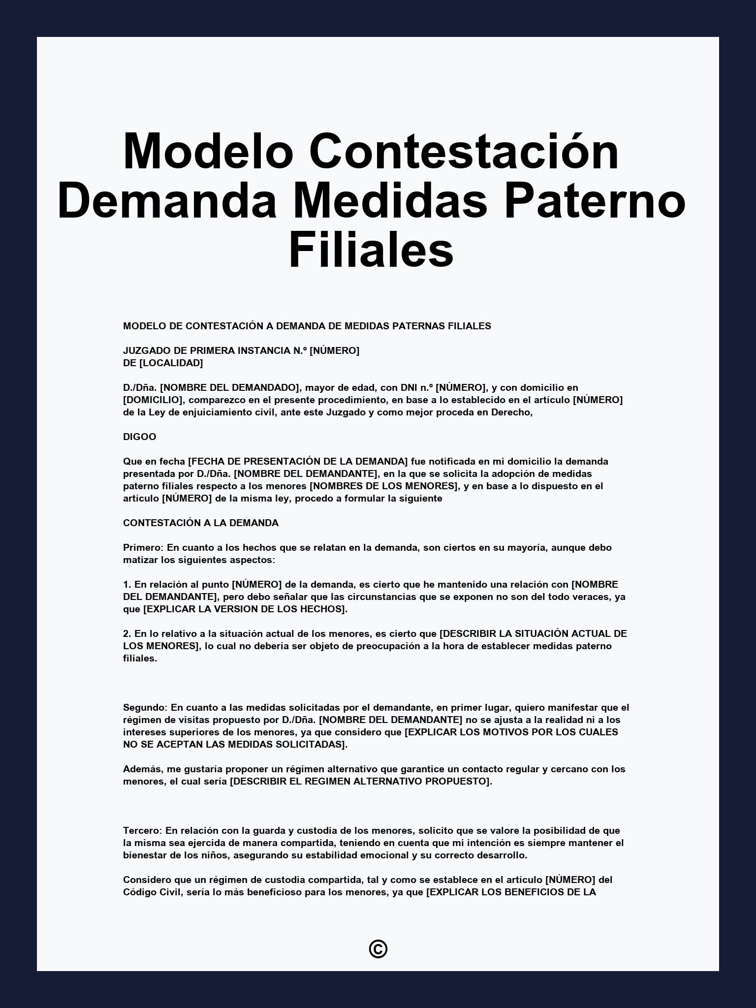 Modelo Contestación Demanda Medidas Paterno Filiales