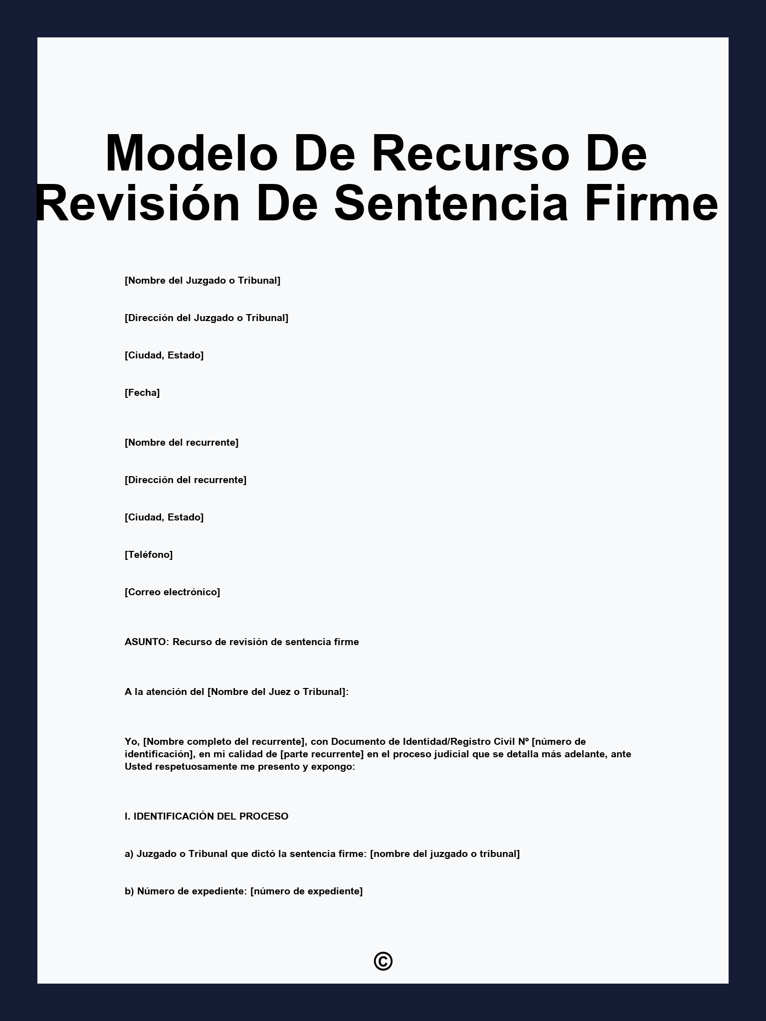 Modelo De Recurso De Revisión De Sentencia Firme