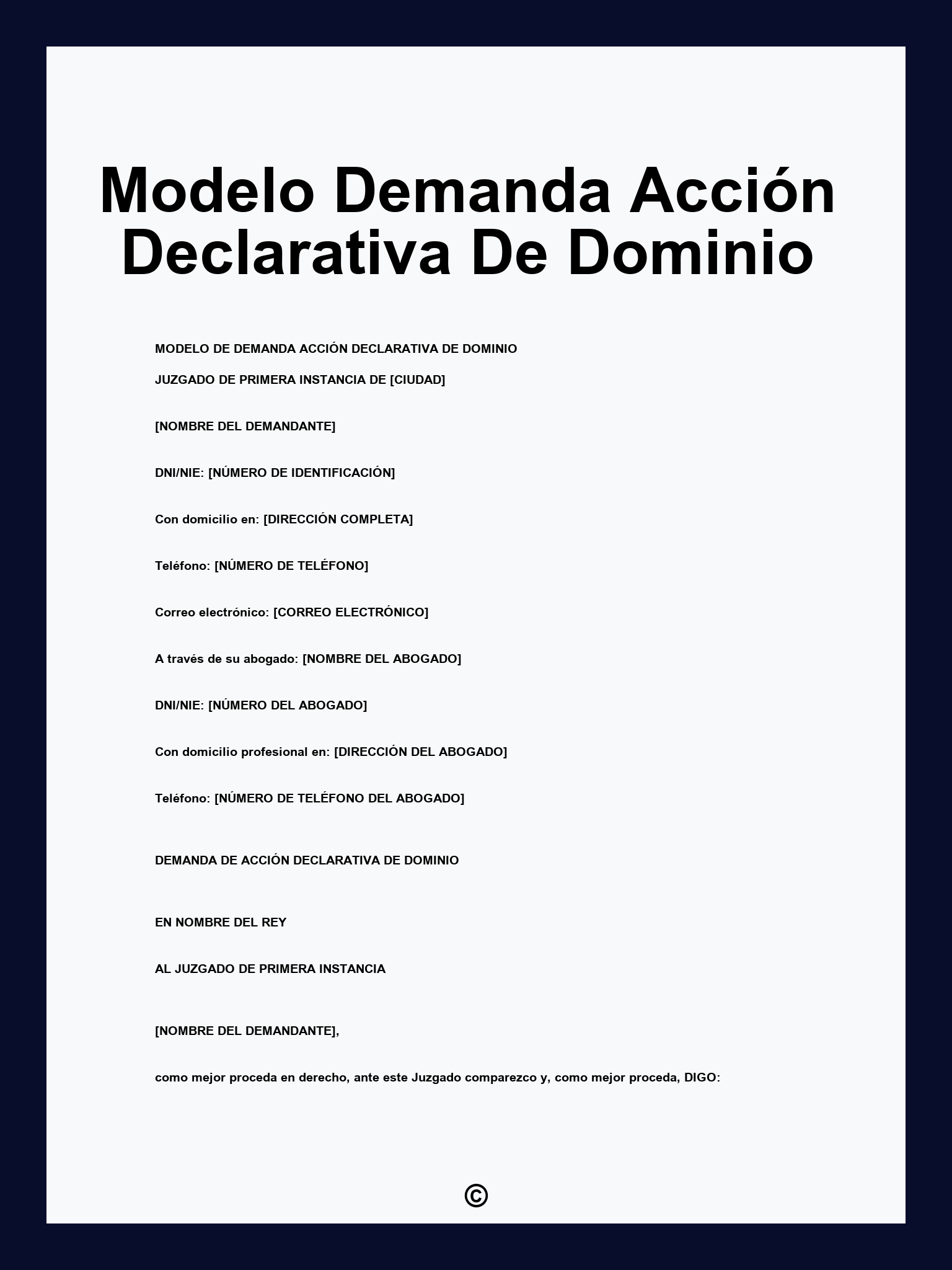 Modelo Demanda Acción Declarativa De Dominio