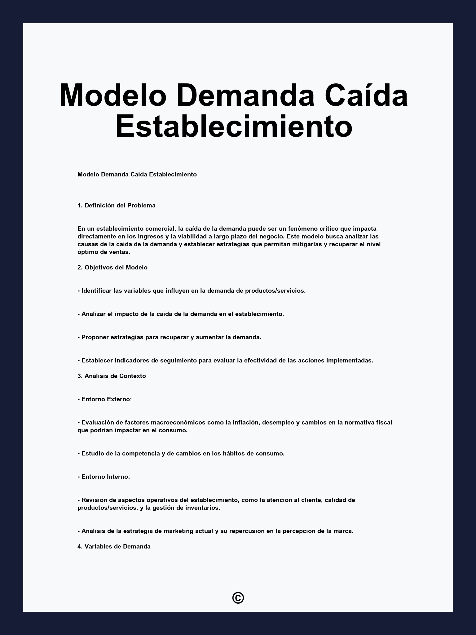 Modelo Demanda Caída Establecimiento