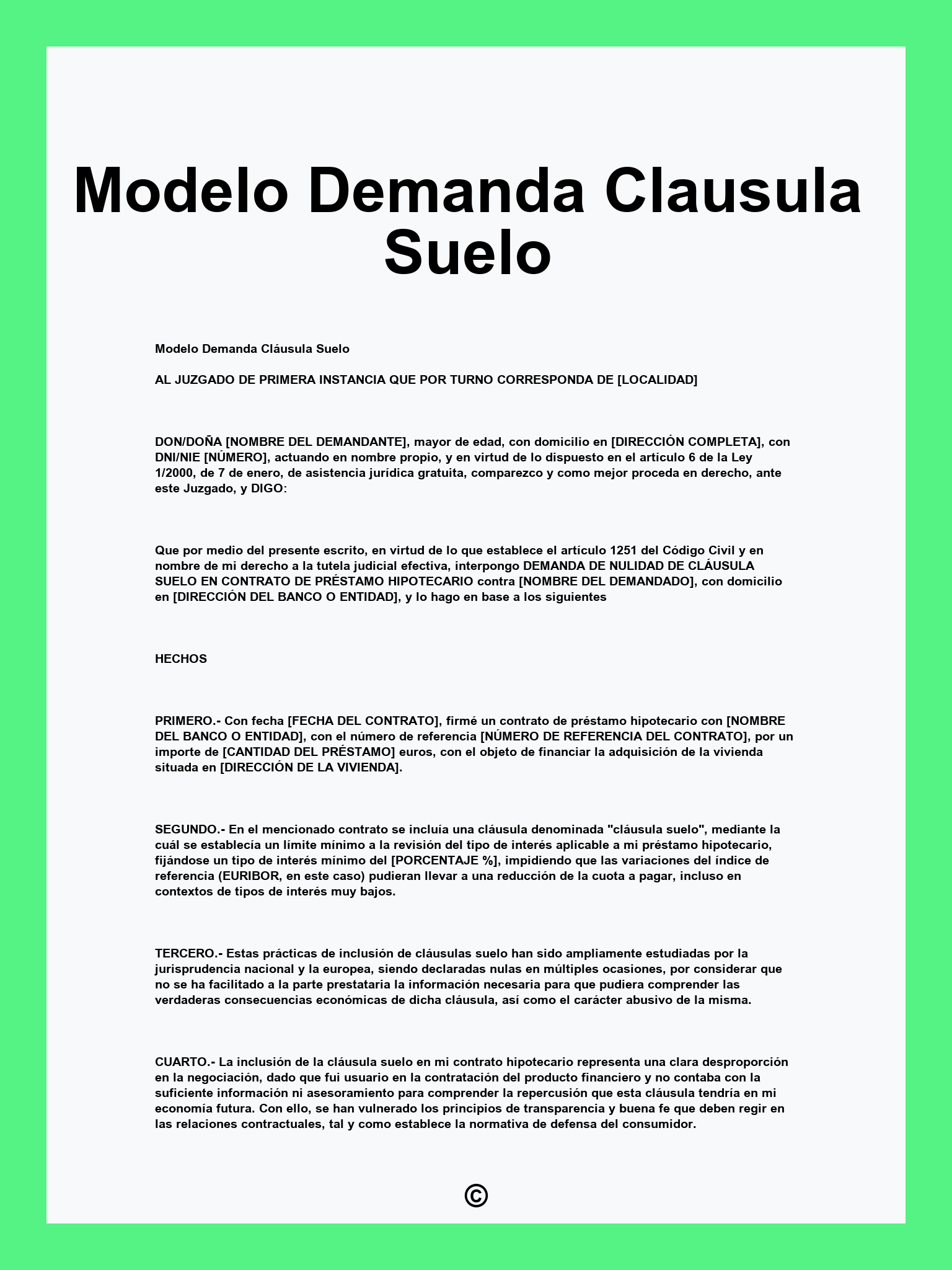 Modelo Demanda Clausula Suelo