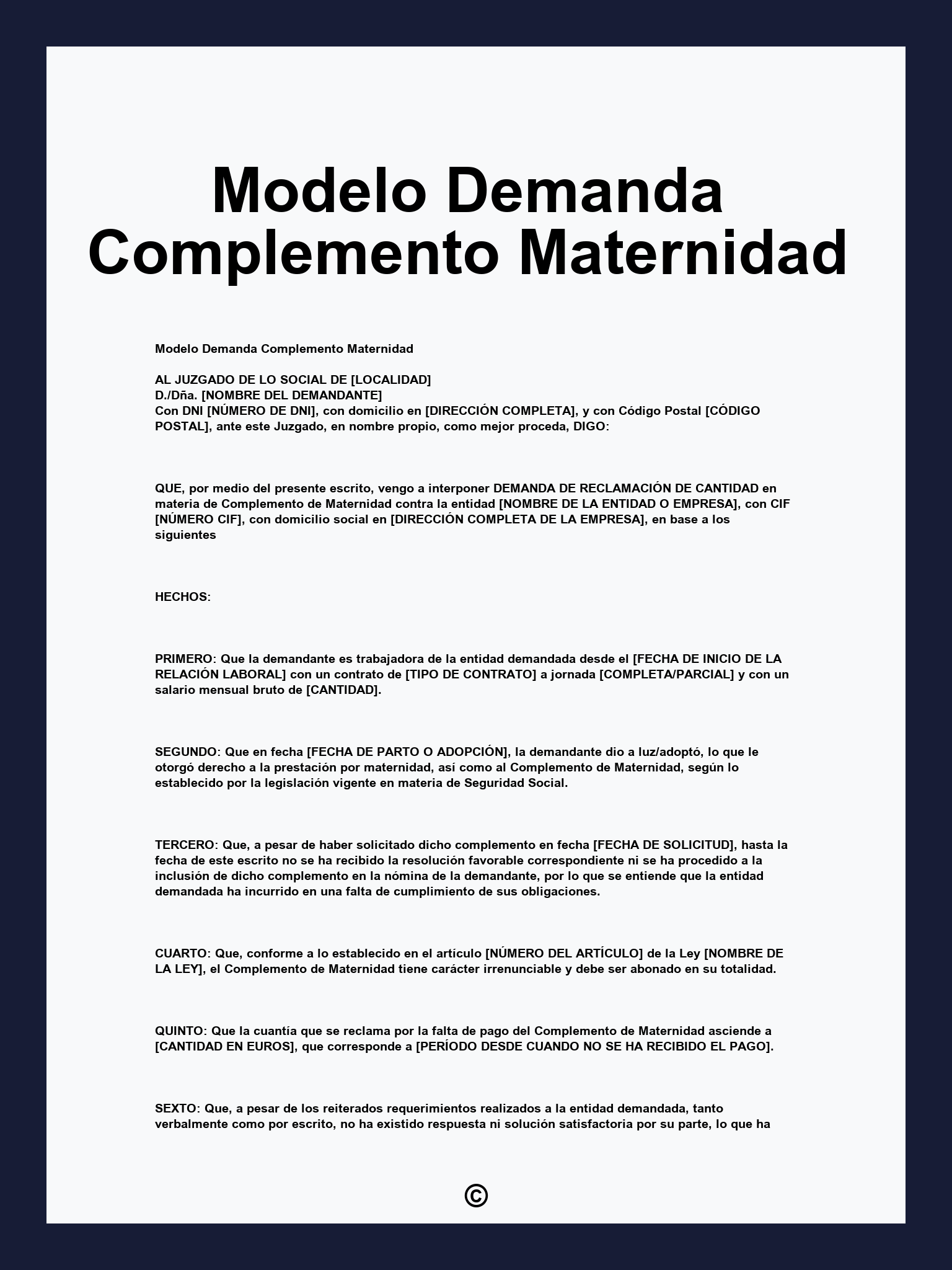 Modelo Demanda Complemento Maternidad
