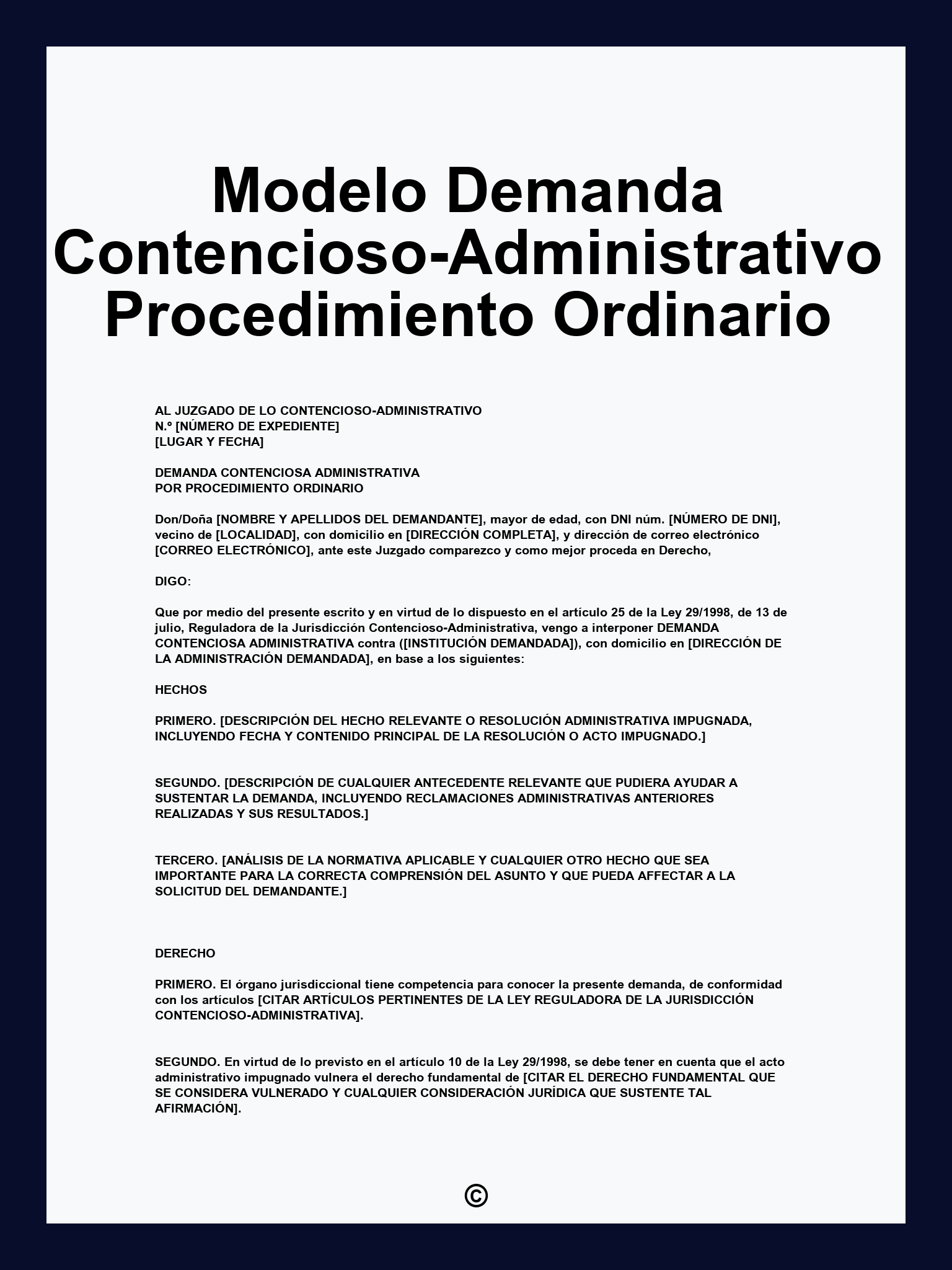 Modelo Demanda Contencioso-Administrativo Procedimiento Ordinario