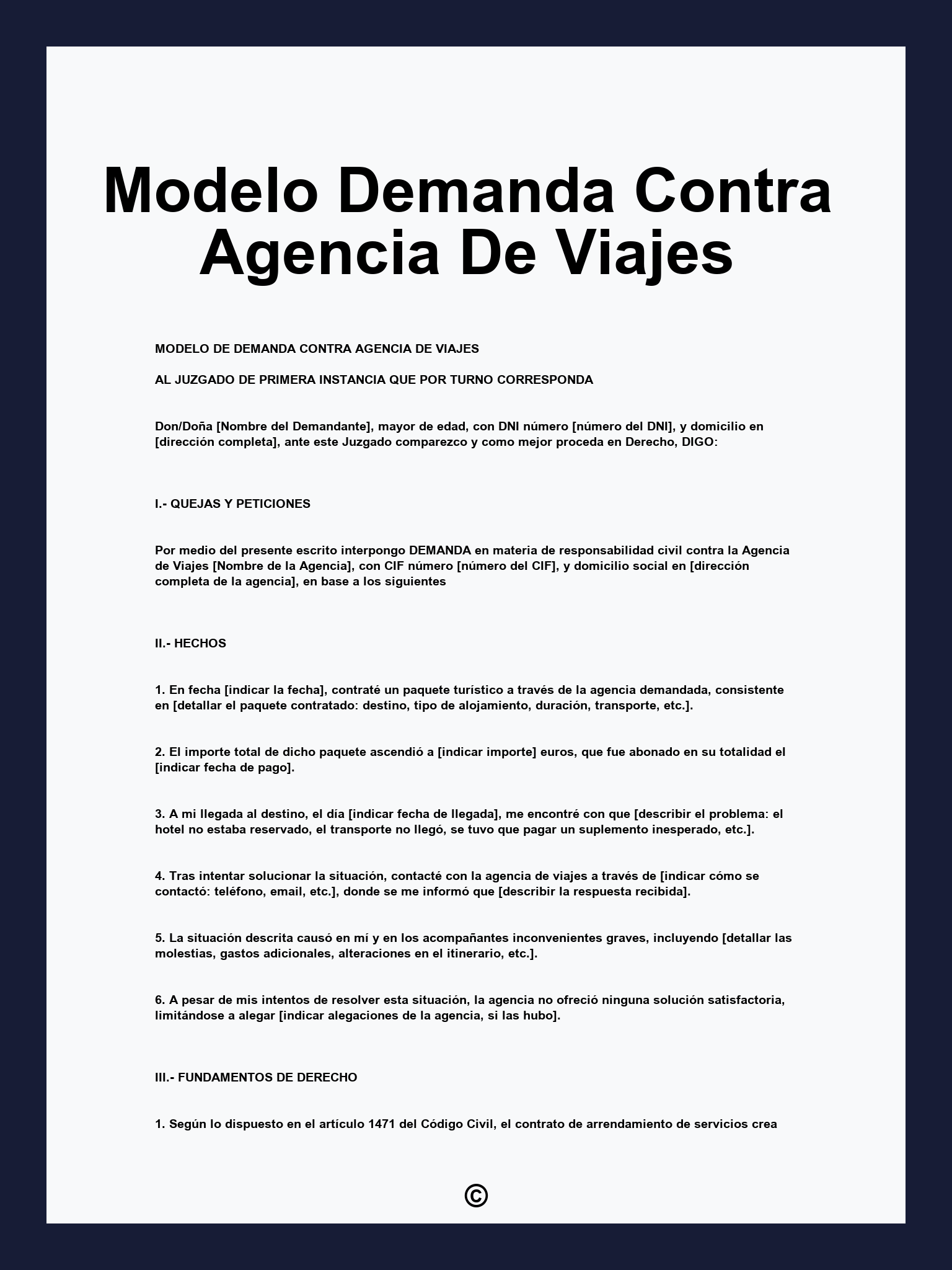 Modelo Demanda Contra Agencia De Viajes
