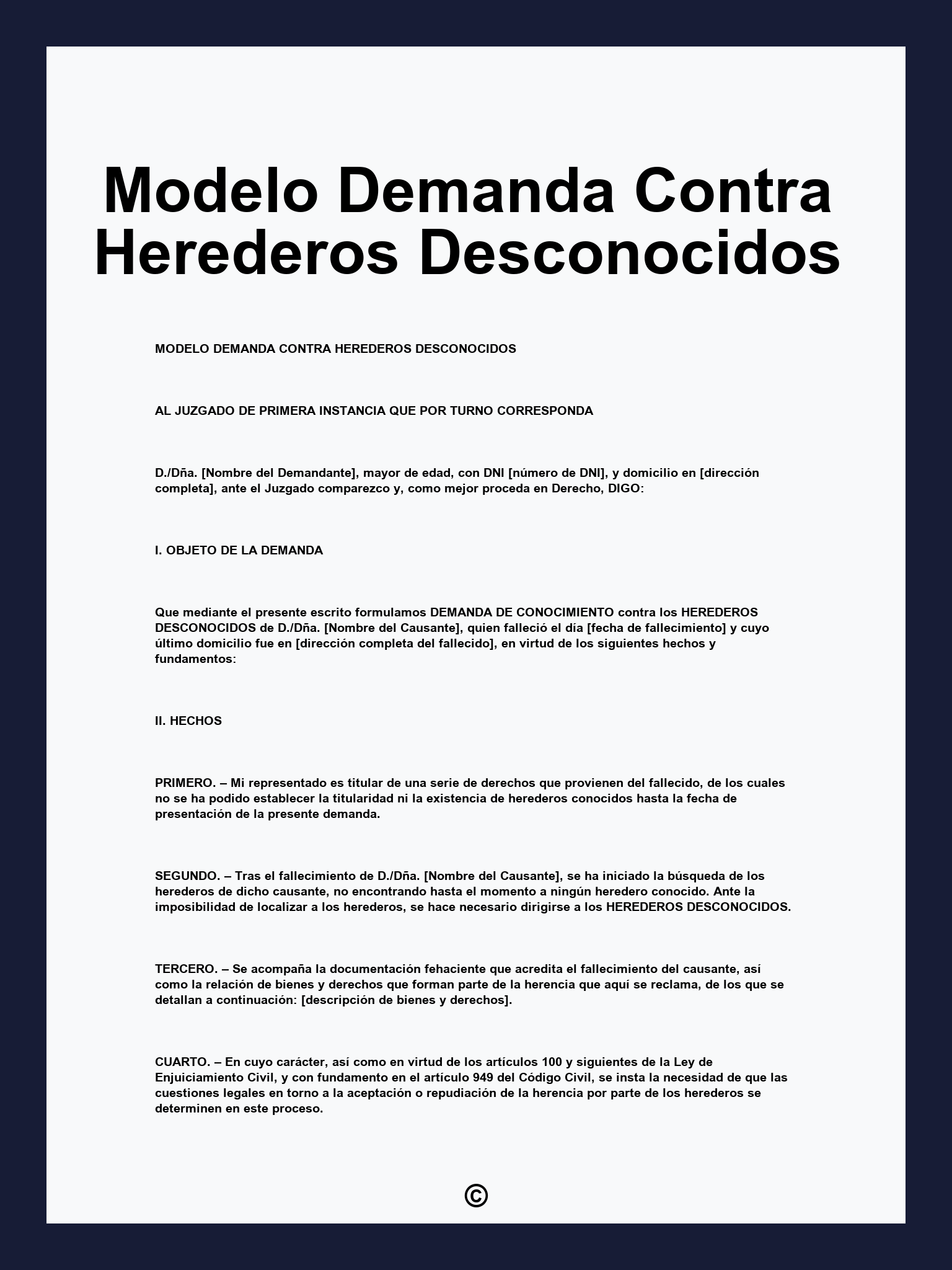 Modelo Demanda Contra Herederos Desconocidos