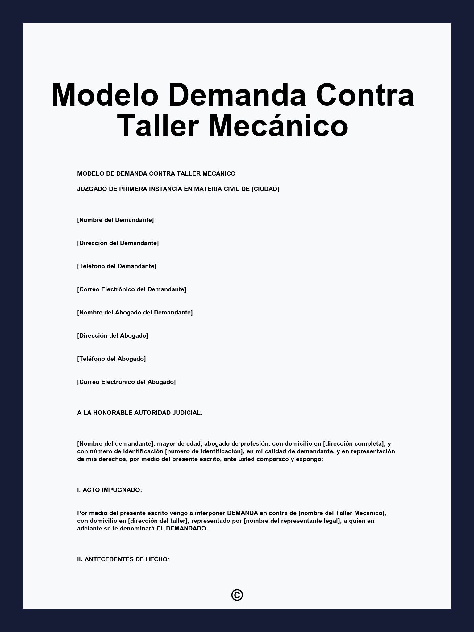 Modelo Demanda Contra Taller Mecánico