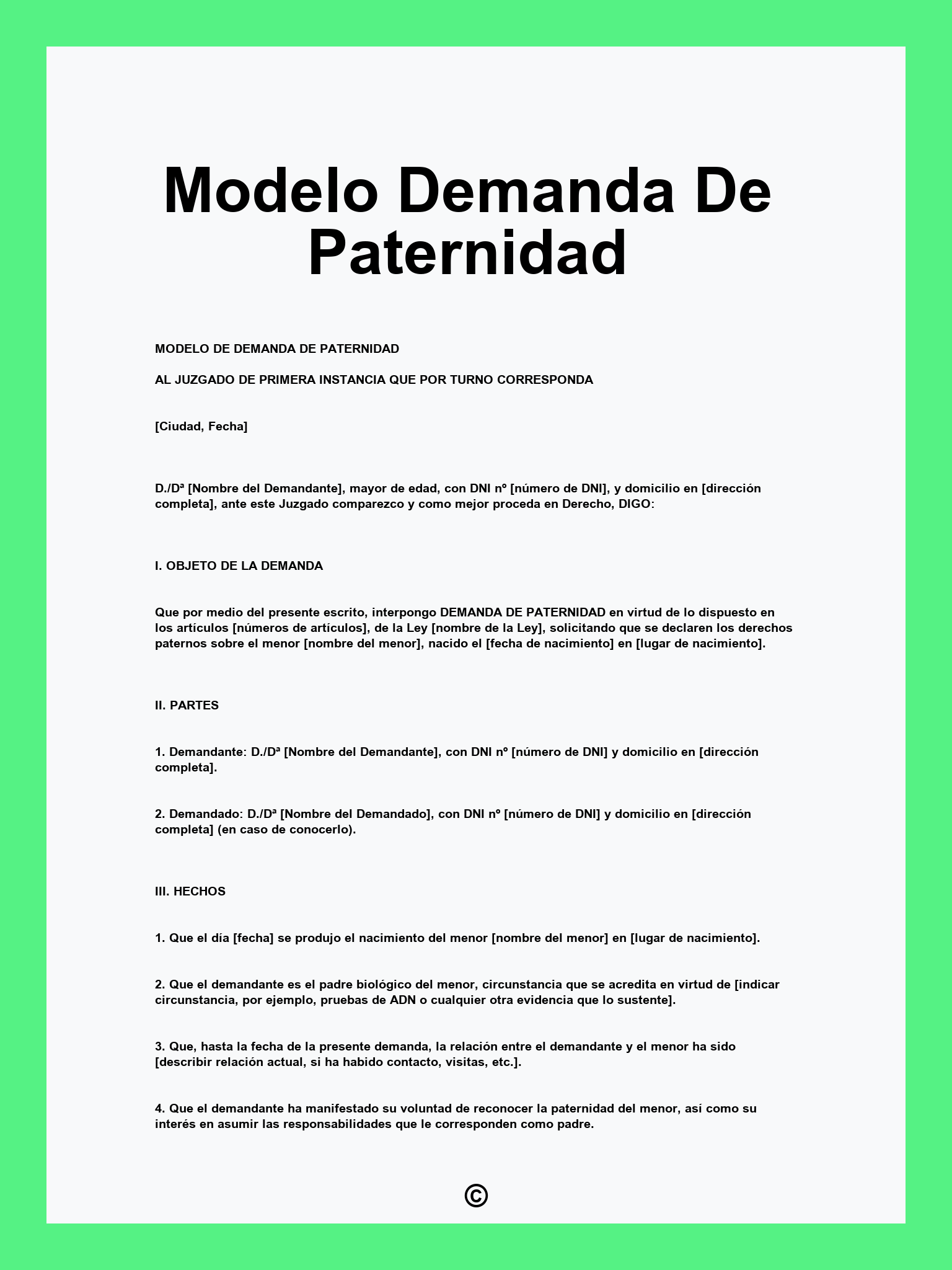 Modelo Demanda De Paternidad