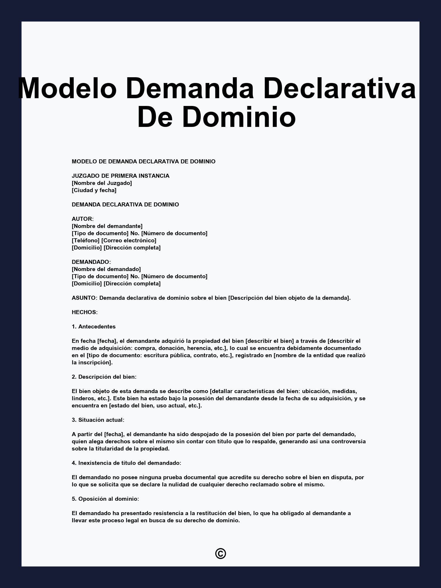 Modelo Demanda Declarativa De Dominio