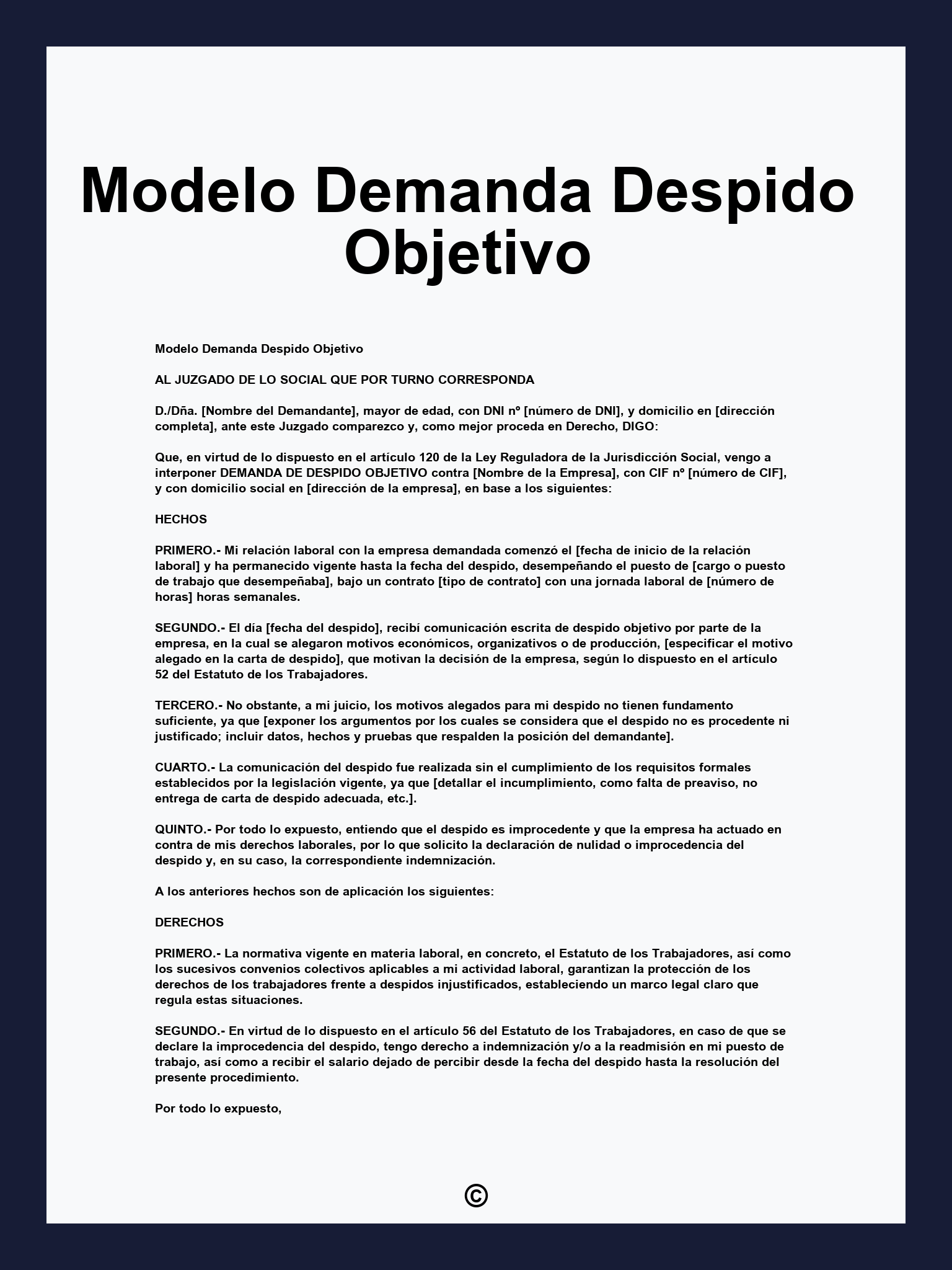 Modelo Demanda Despido Objetivo