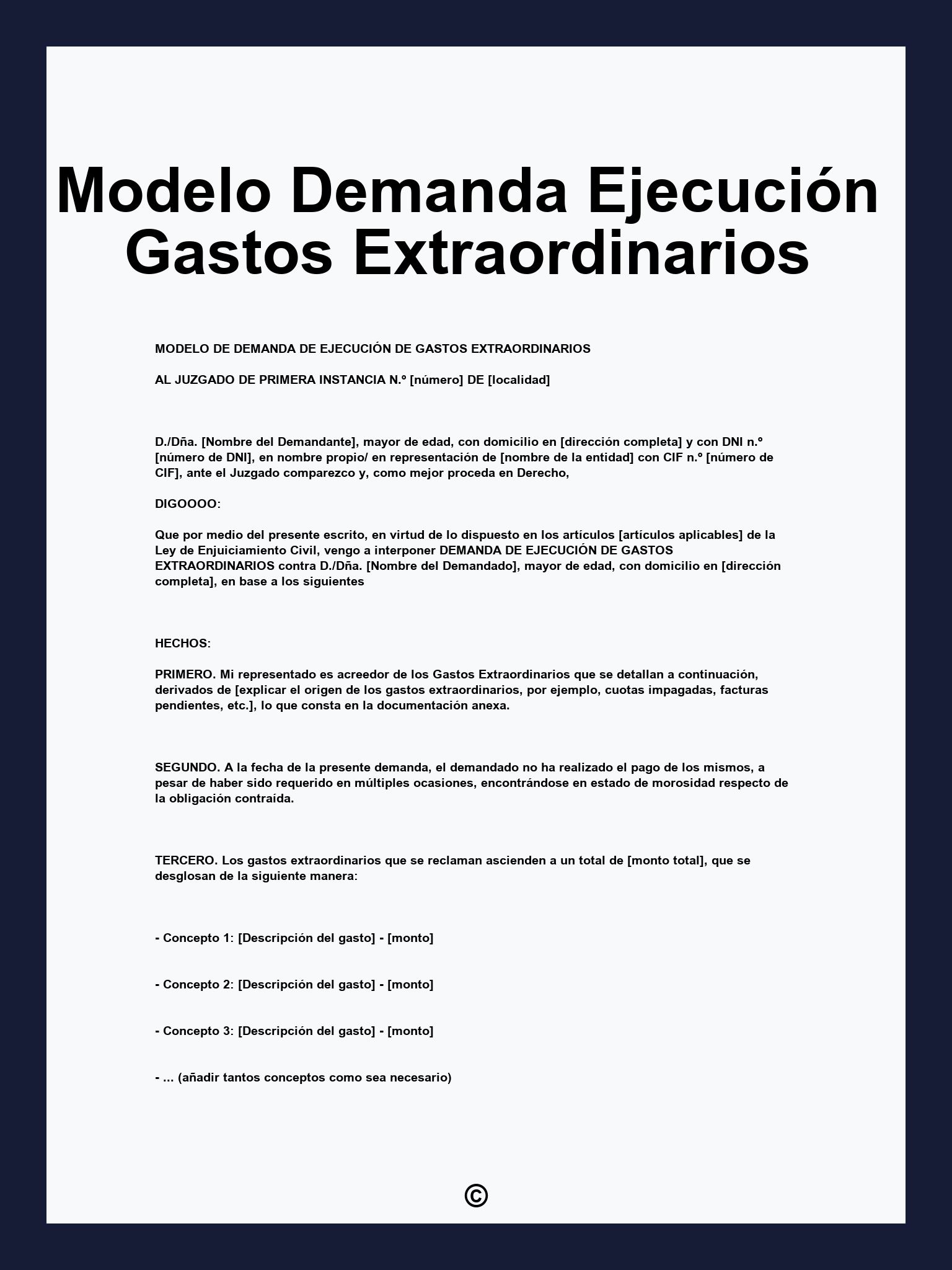 Modelo Demanda Ejecución Gastos Extraordinarios