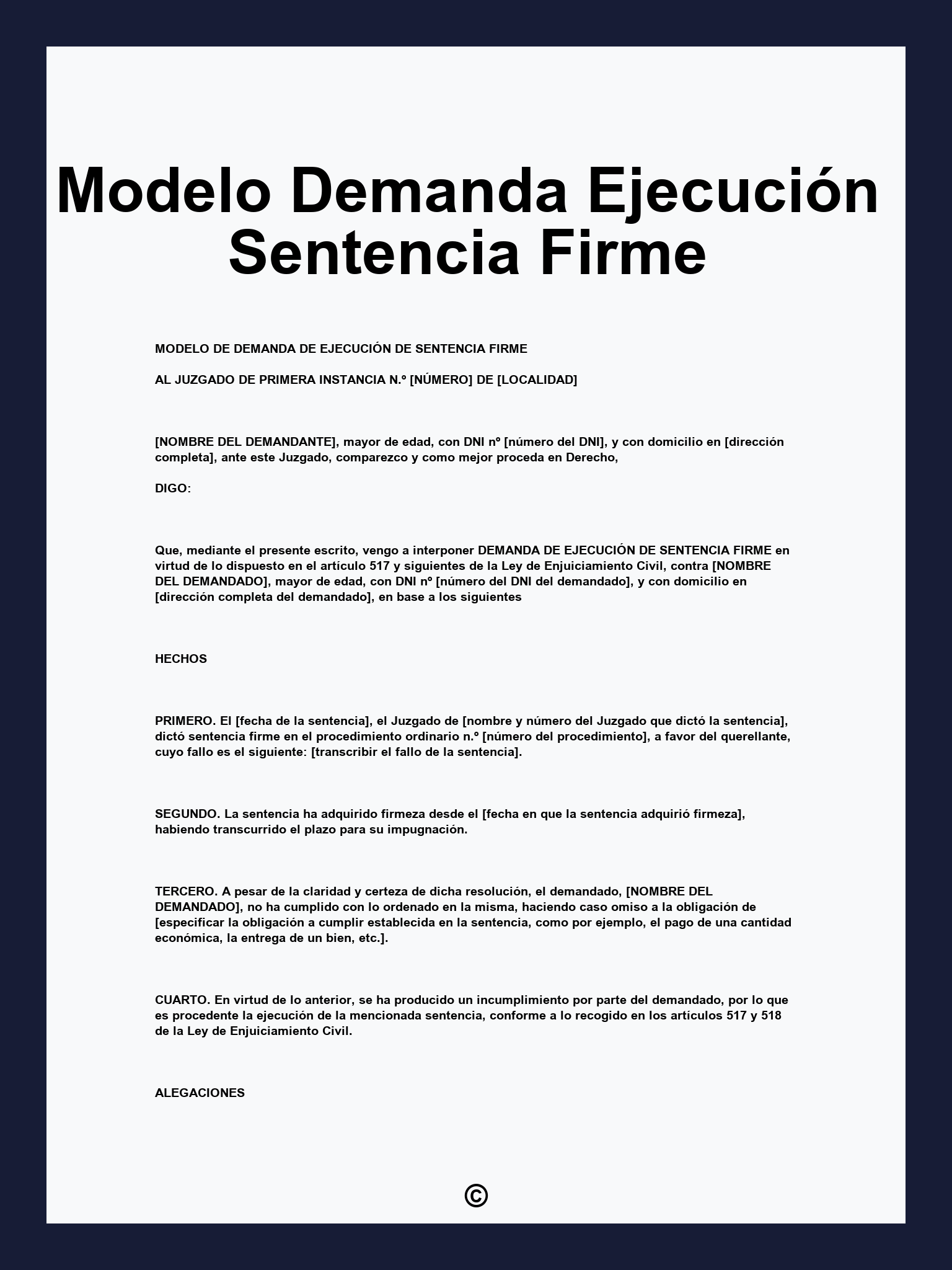 Modelo Demanda Ejecución Sentencia Firme