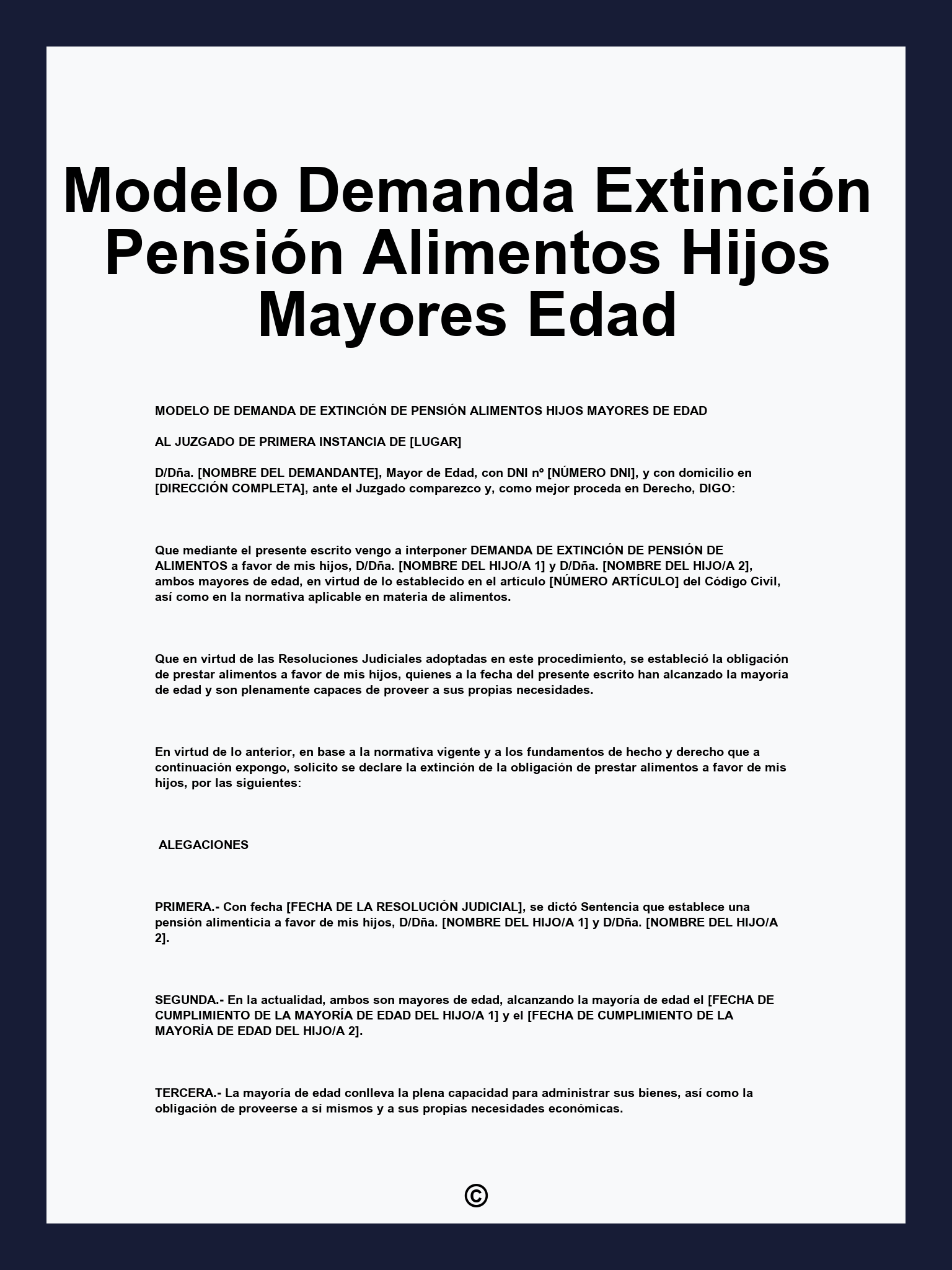 Modelo Demanda Extinción Pensión Alimentos Hijos Mayores Edad