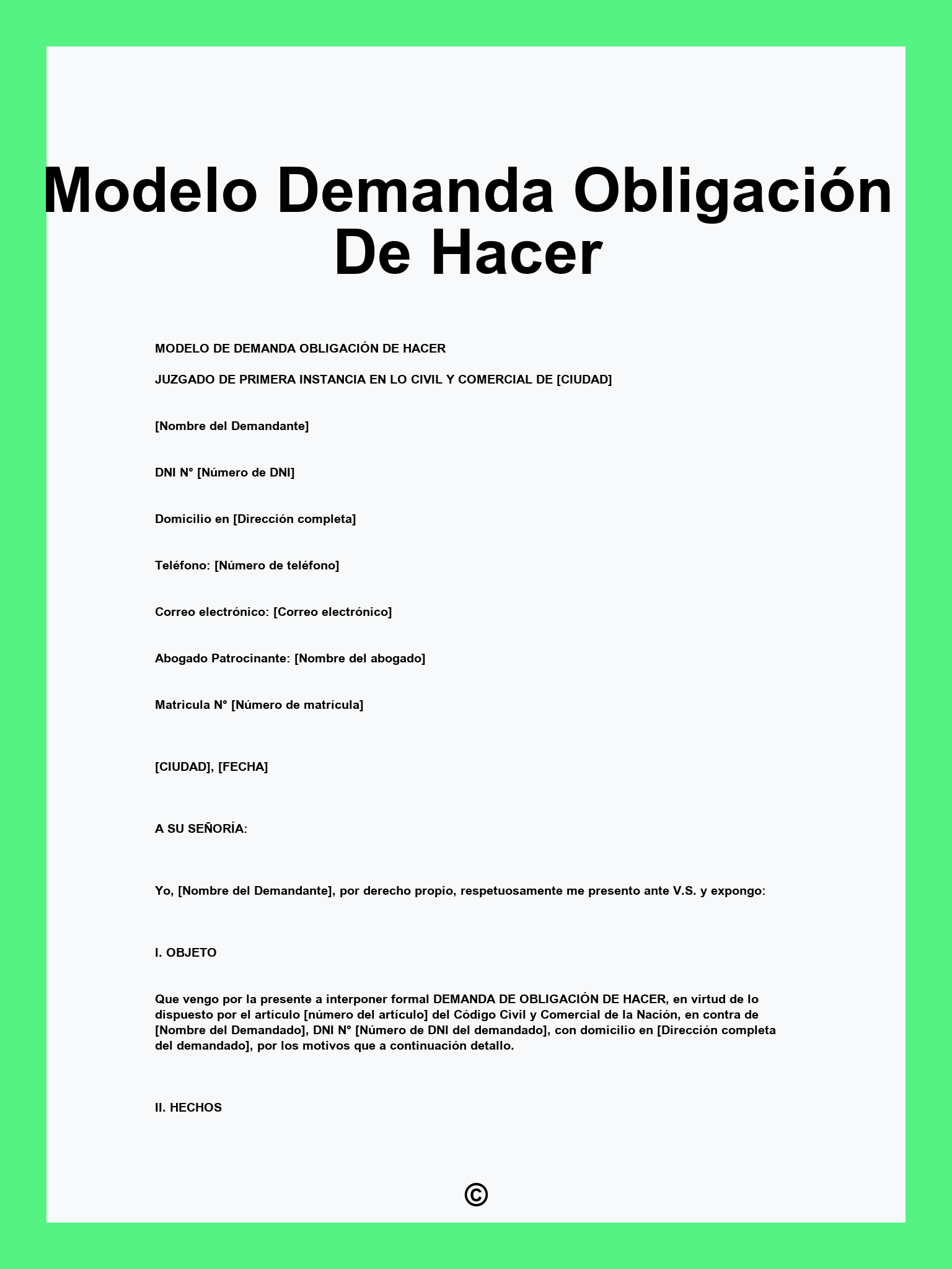 Modelo Demanda Obligación De Hacer