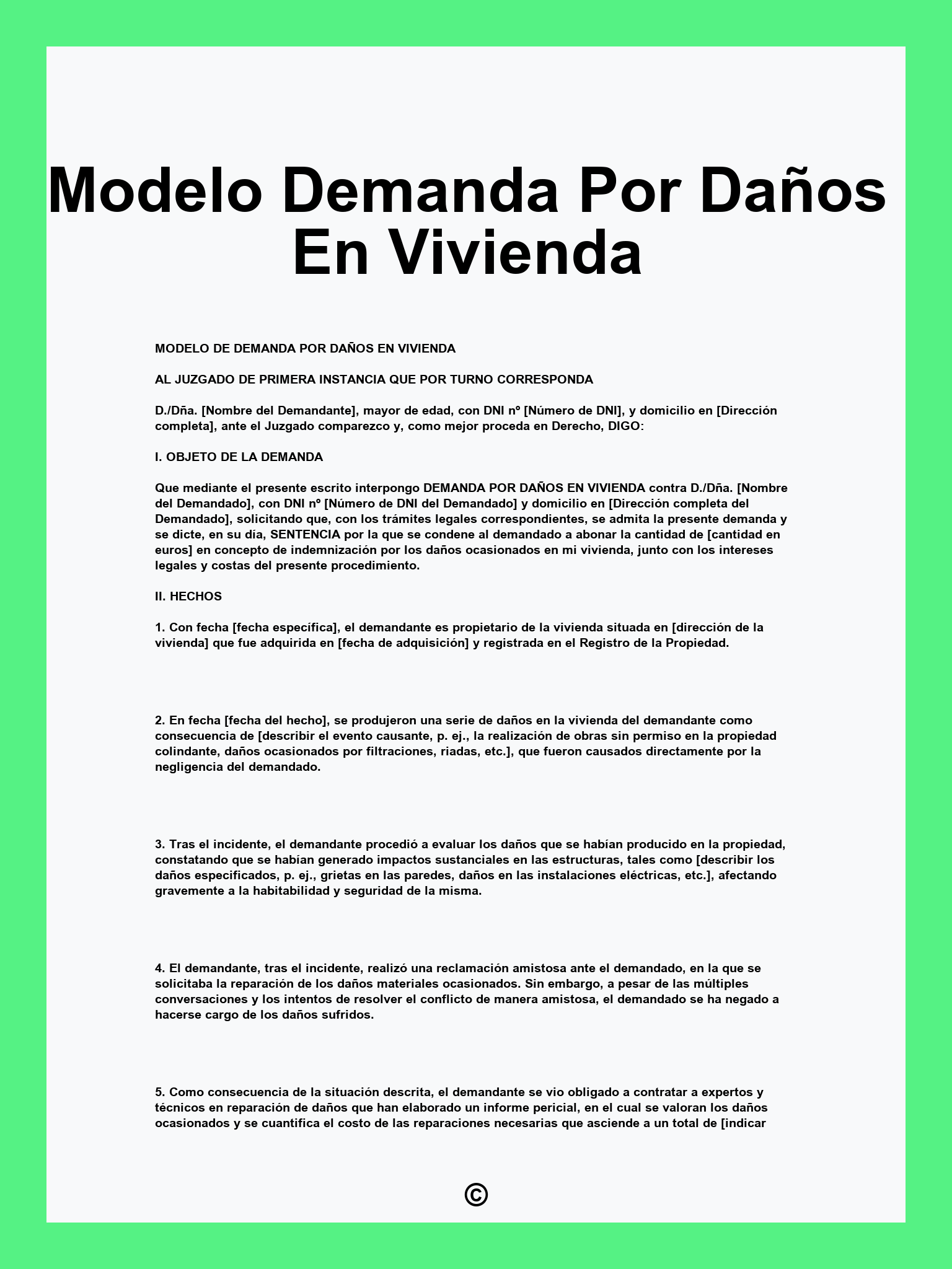 Modelo Demanda Por Daños En Vivienda