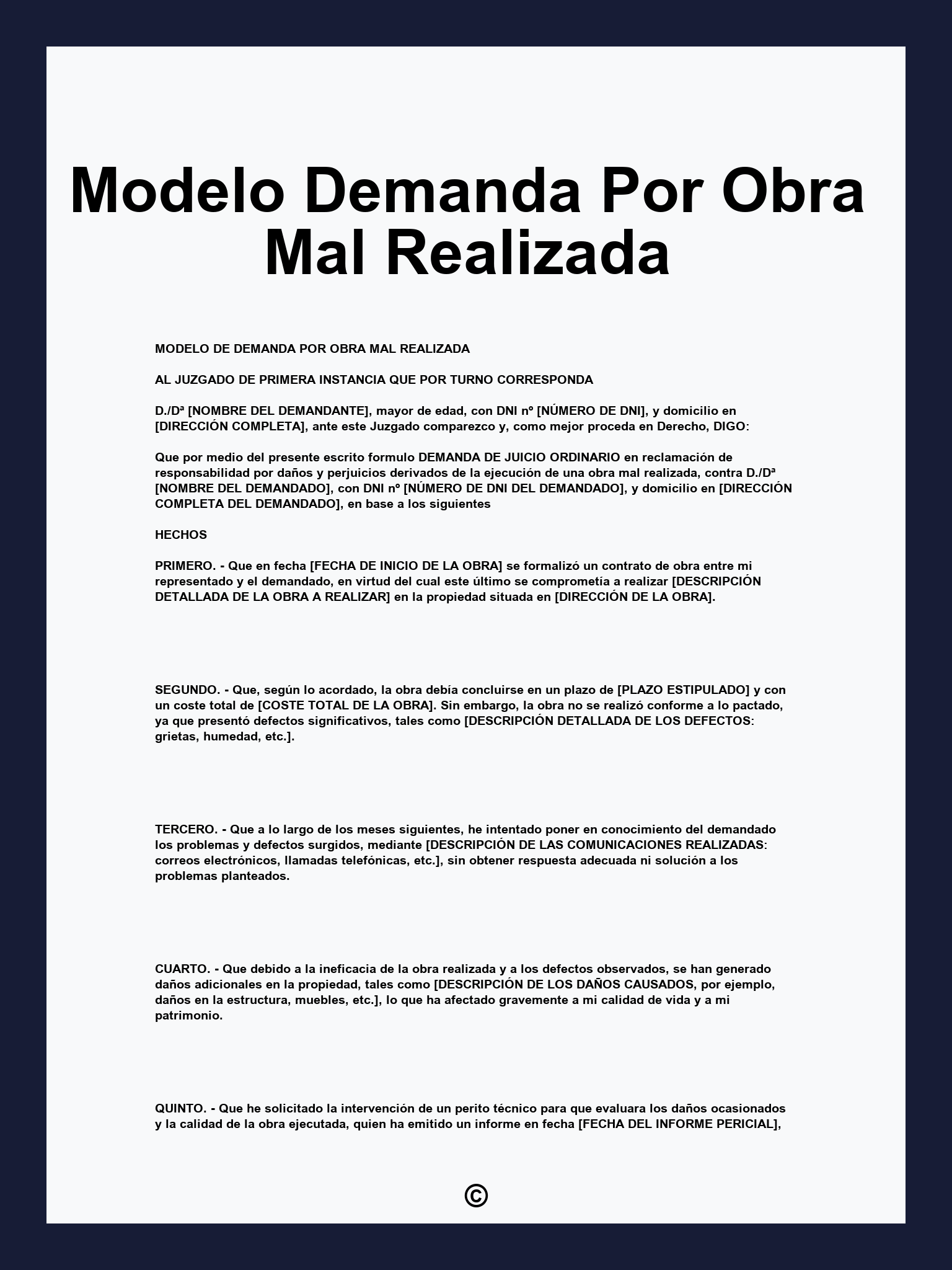 Modelo Demanda Por Obra Mal Realizada