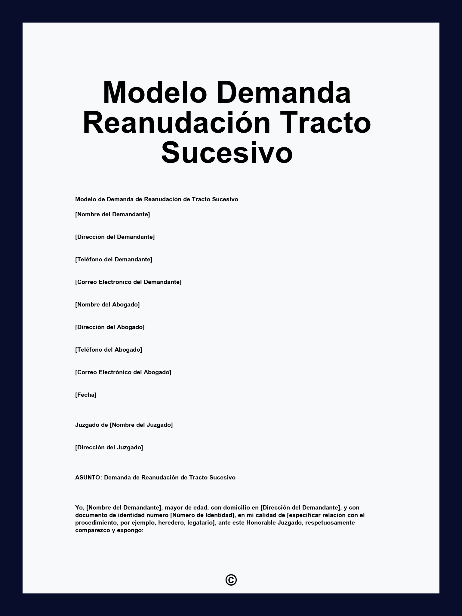 Modelo Demanda Reanudación Tracto Sucesivo