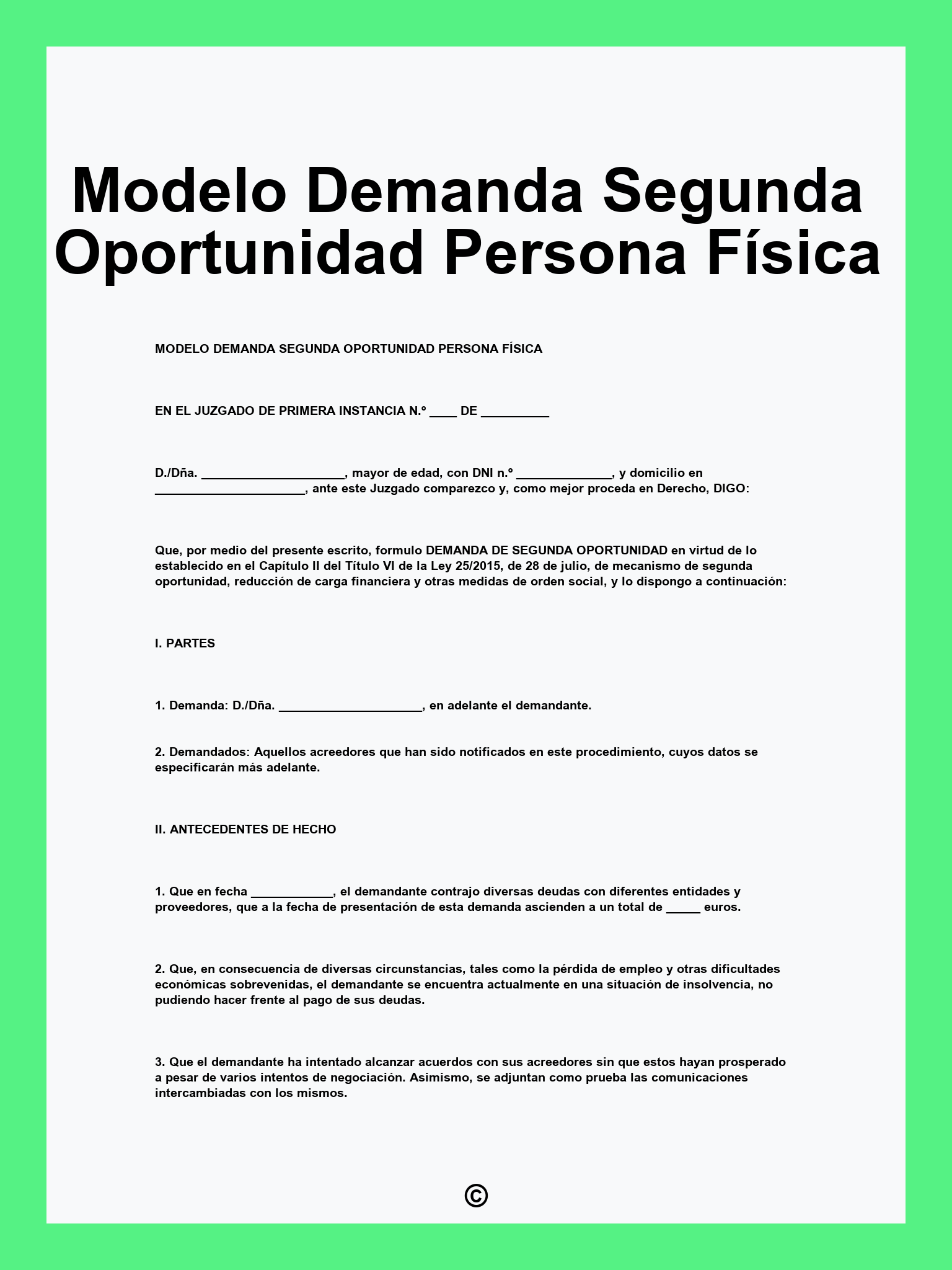 Modelo Demanda Segunda Oportunidad Persona Física