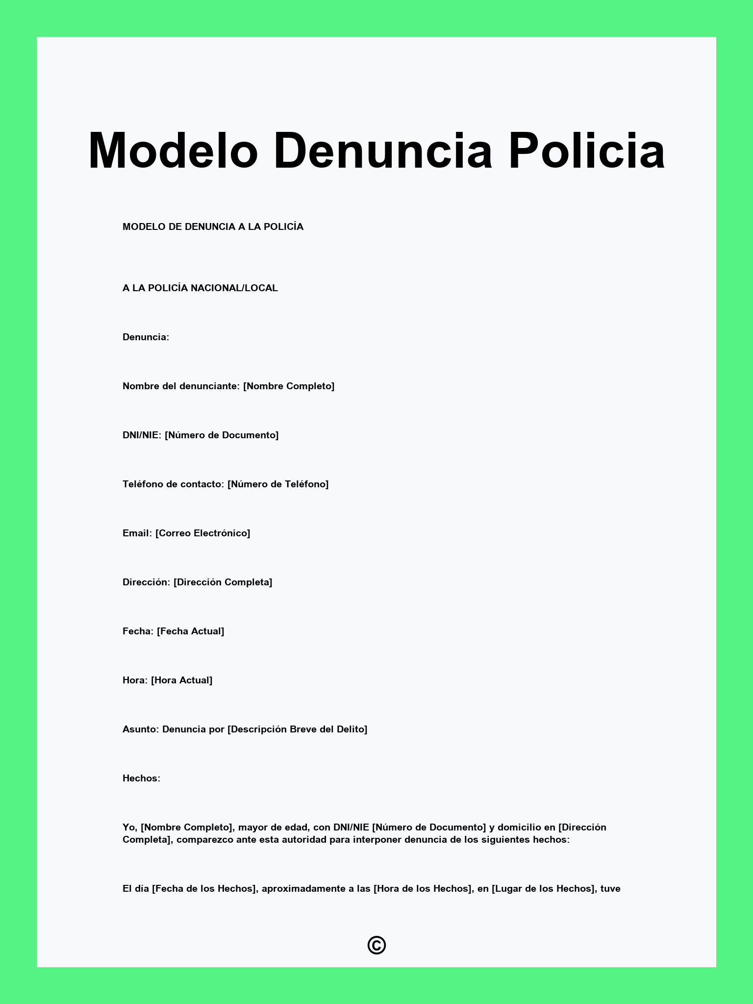 Modelo Denuncia Policia