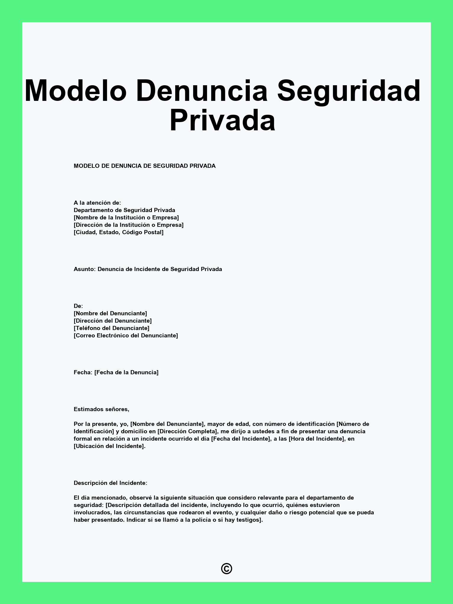 Modelo Denuncia Seguridad Privada