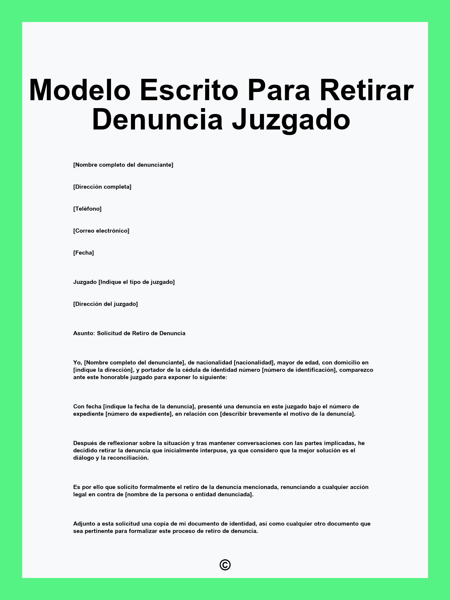 Modelo Escrito Para Retirar Denuncia Juzgado