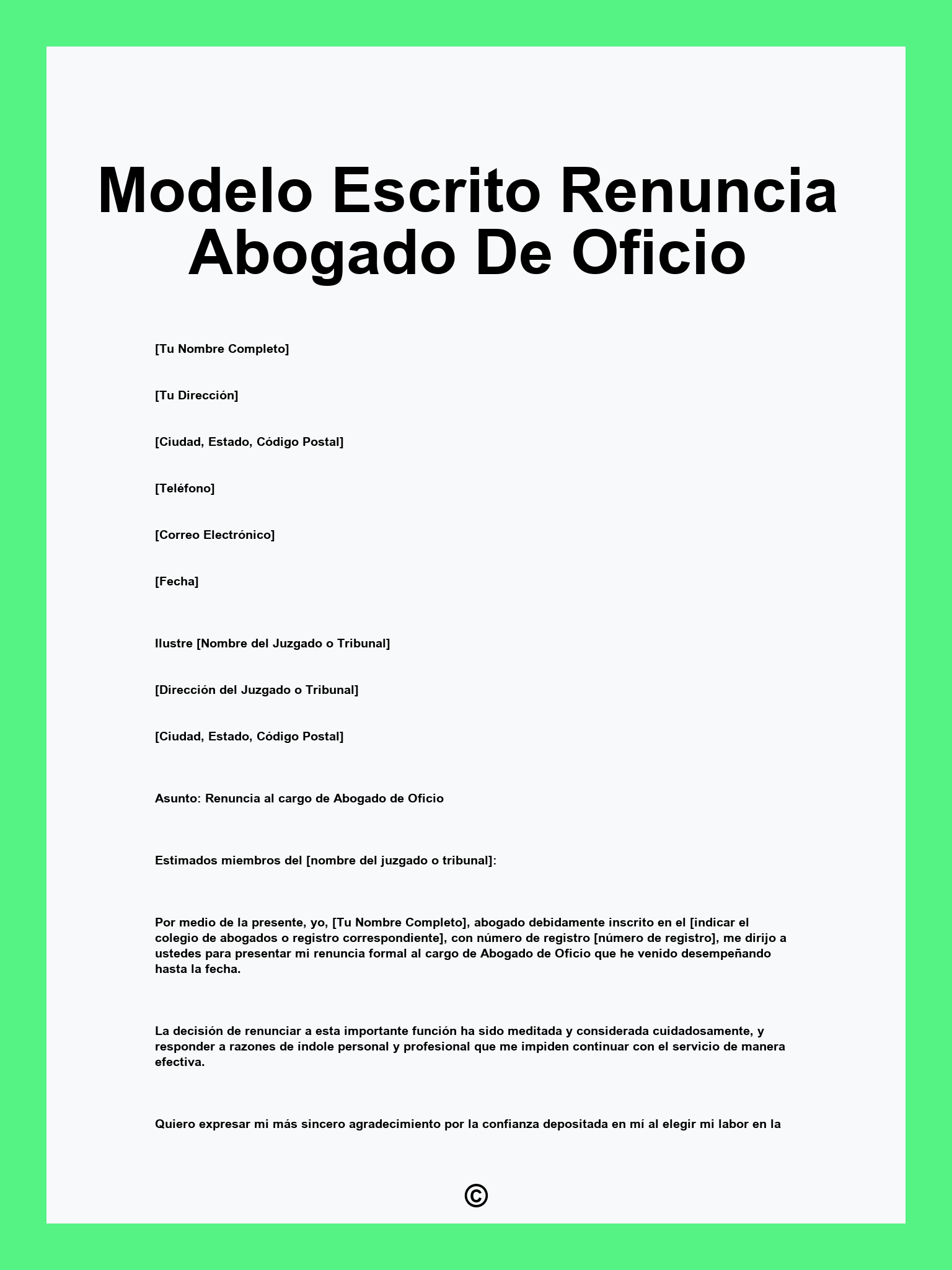 Modelo Escrito Renuncia Abogado De Oficio