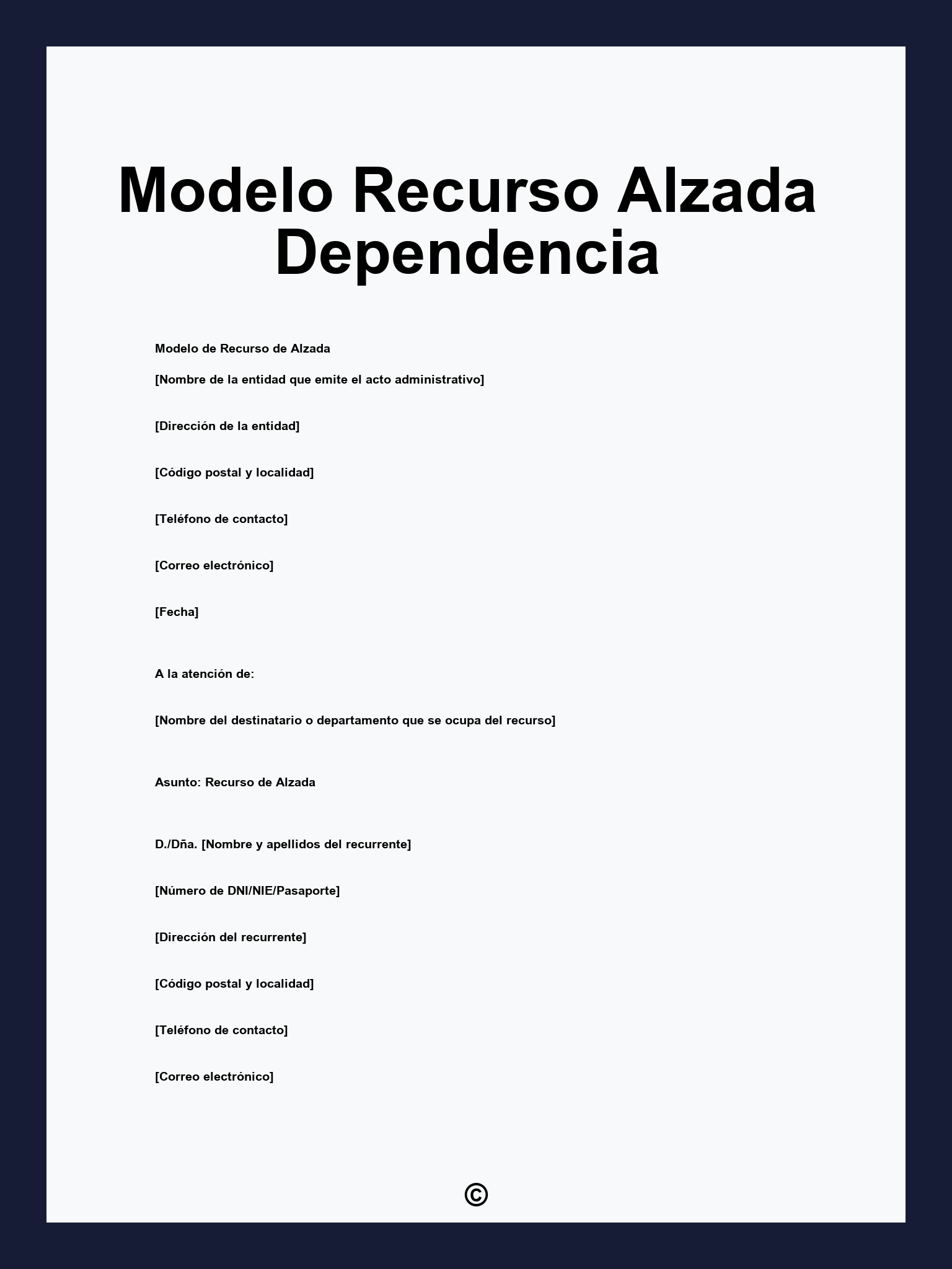 Modelo Recurso Alzada Dependencia