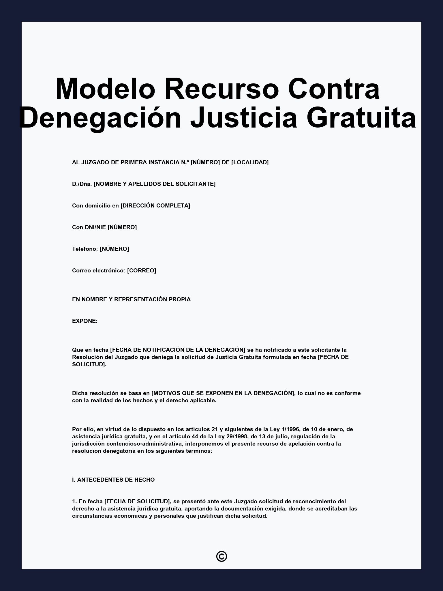 Modelo Recurso Contra Denegación Justicia Gratuita