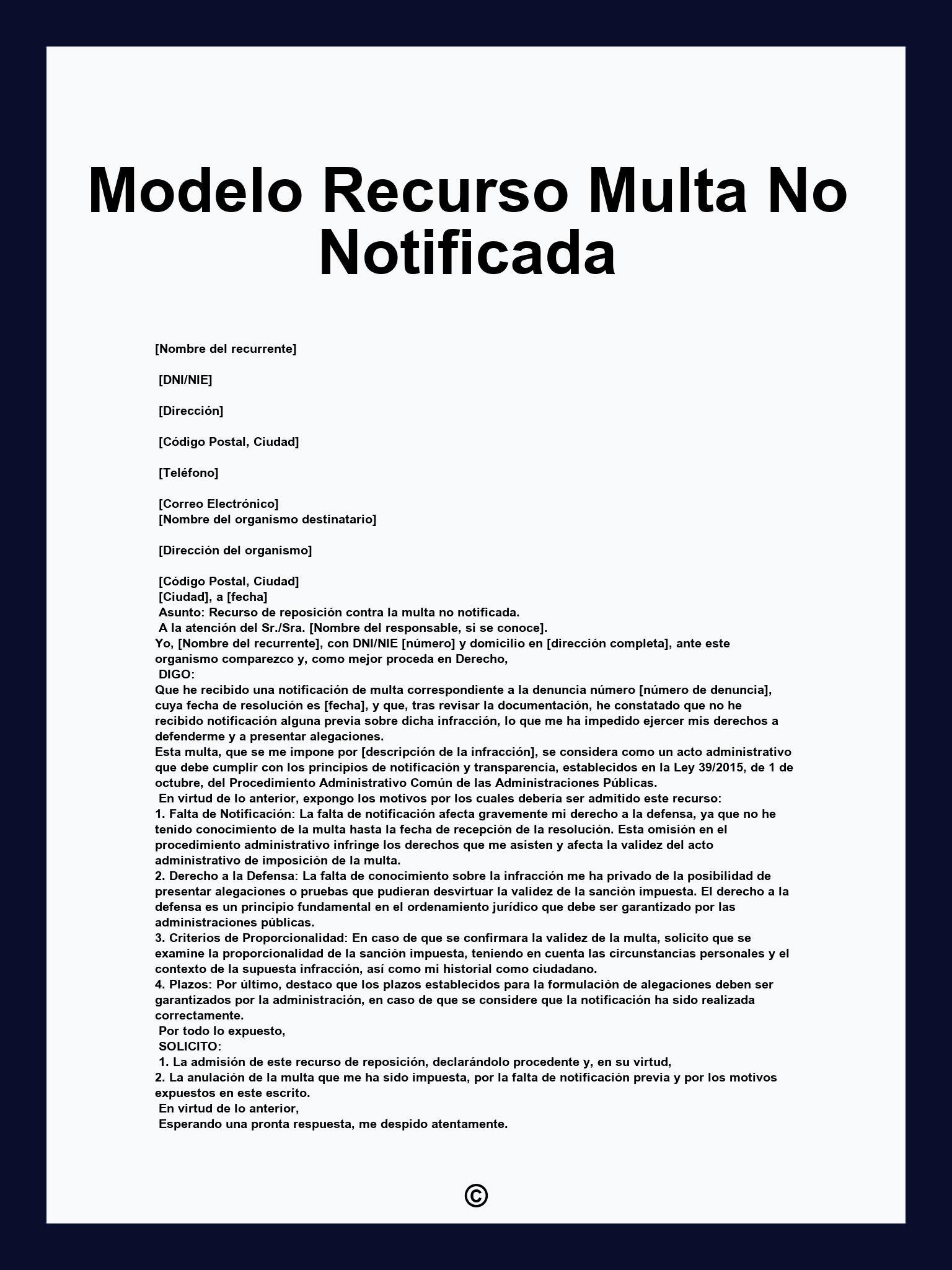 Modelo Recurso Multa No Notificada