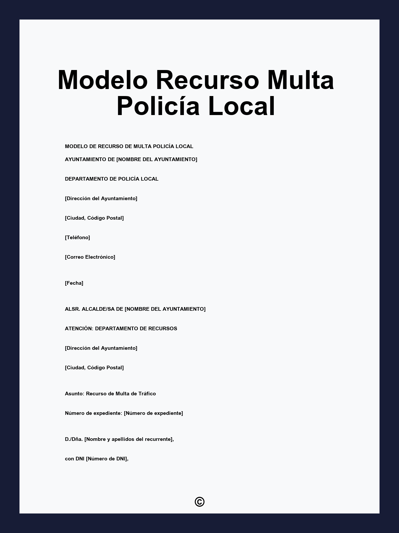 Modelo Recurso Multa Policía Local