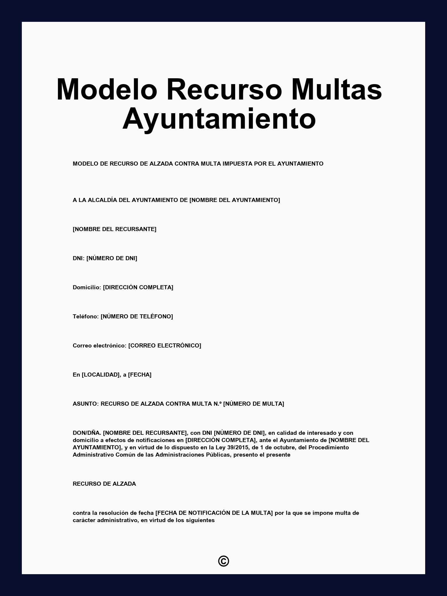 Modelo Recurso Multas Ayuntamiento