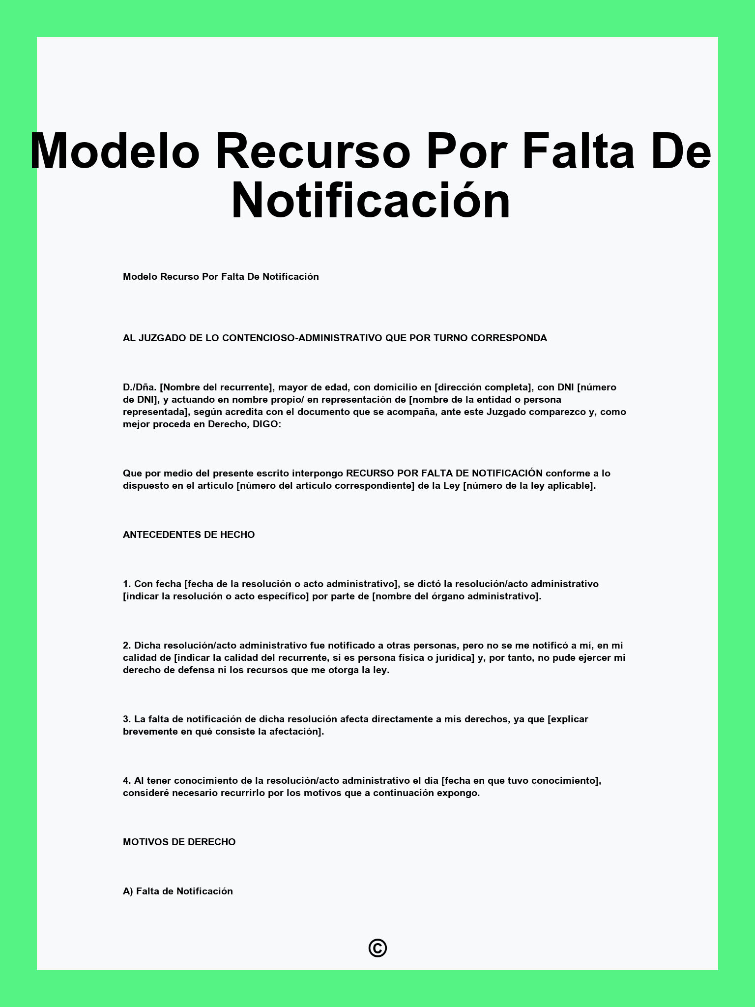 Modelo Recurso Por Falta De Notificación