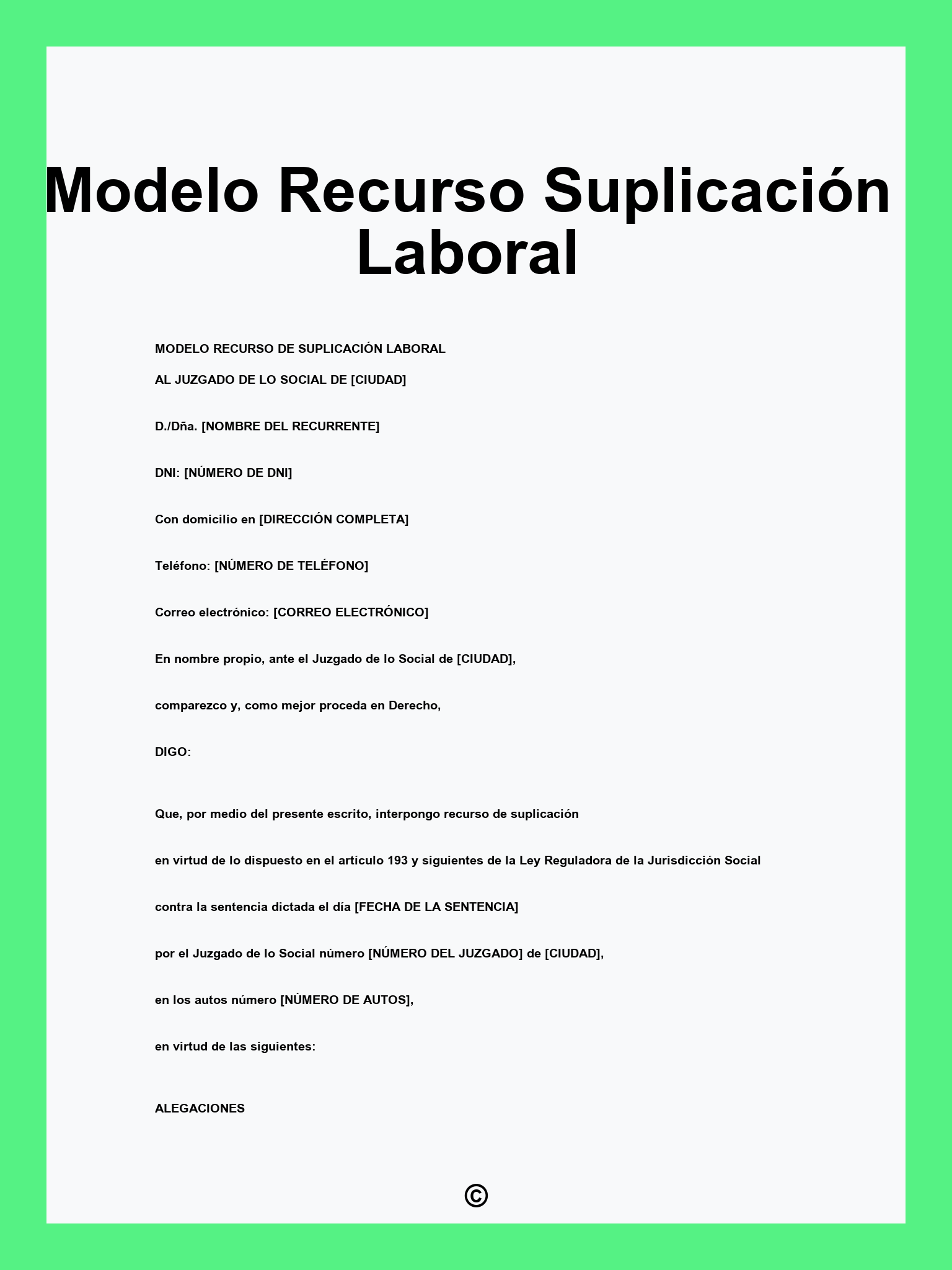 Modelo Recurso Suplicación Laboral