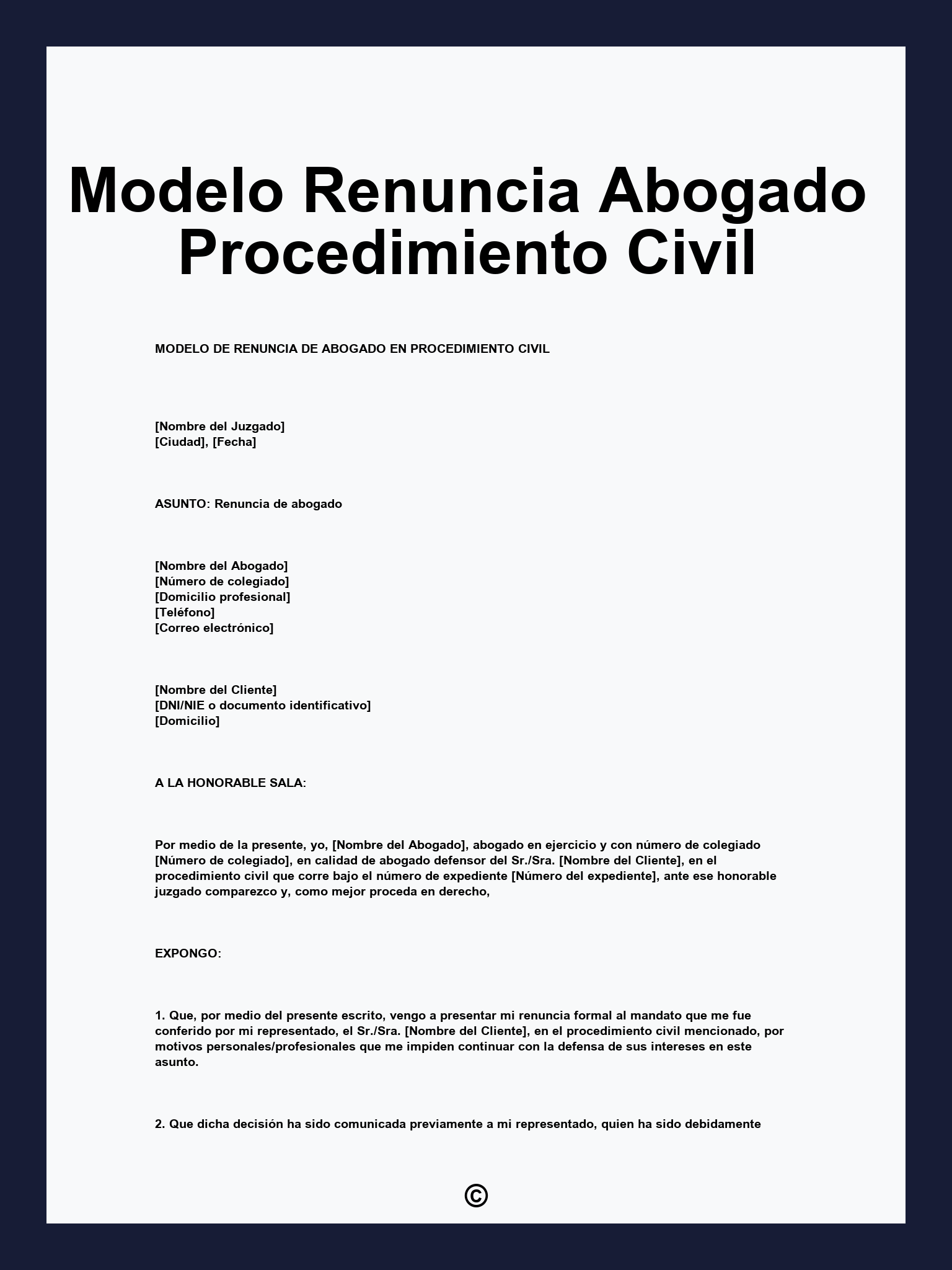 Modelo Renuncia Abogado Procedimiento Civil