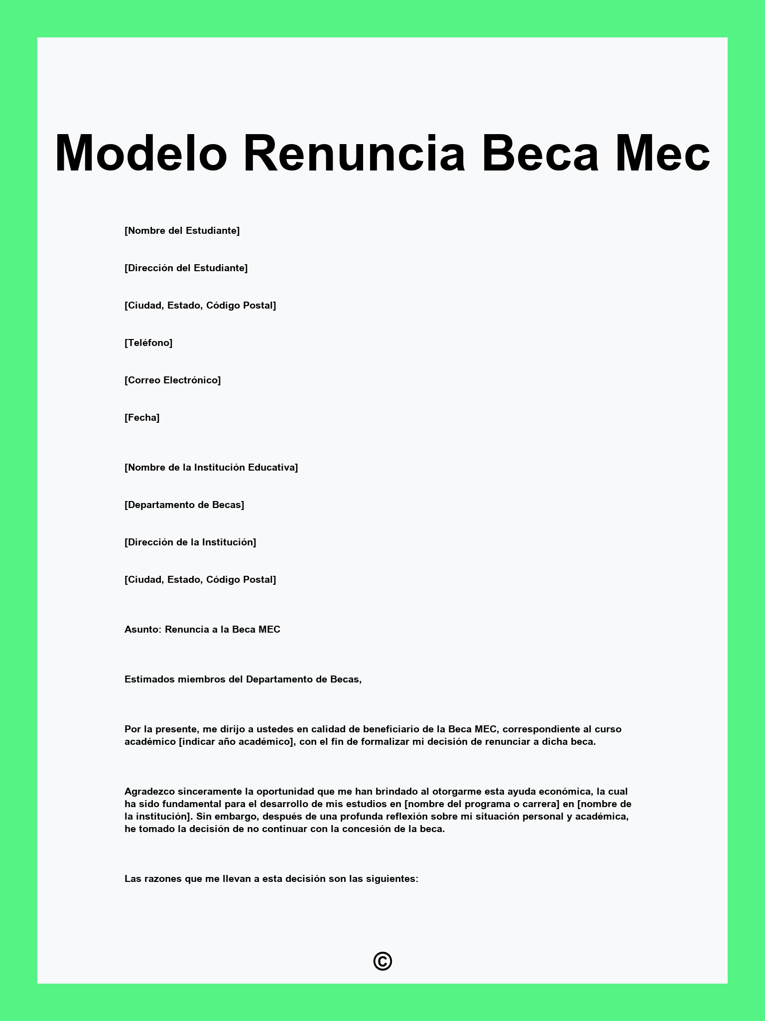 Modelo Renuncia Beca Mec
