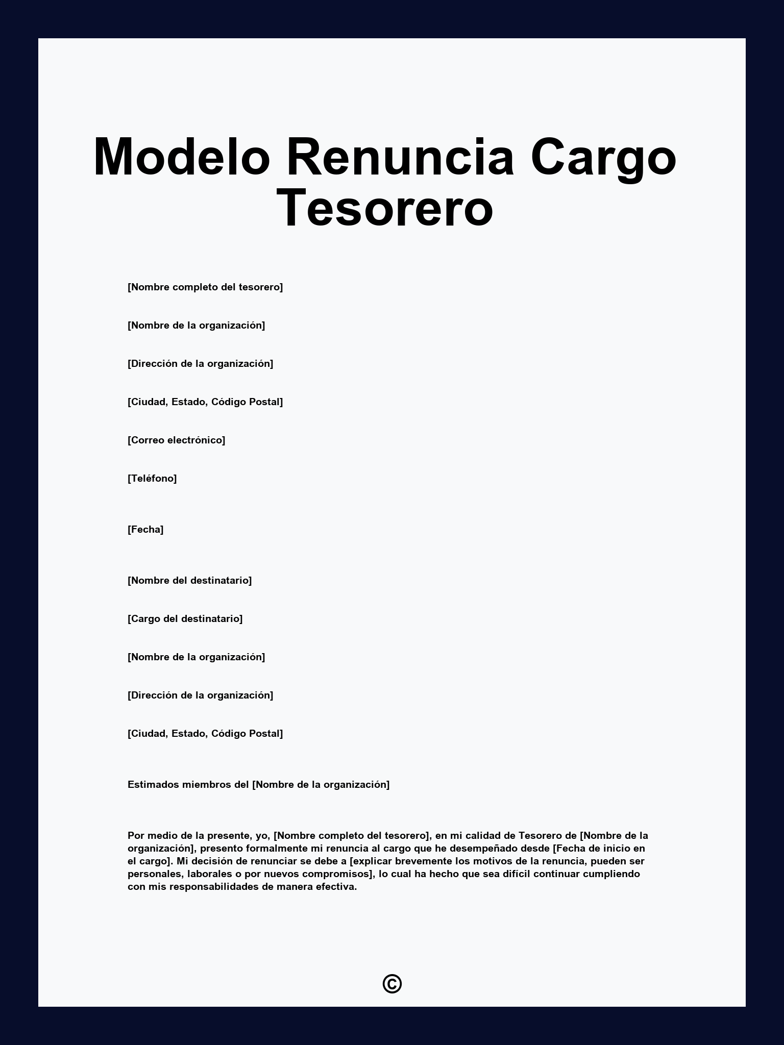 Modelo Renuncia Cargo Tesorero