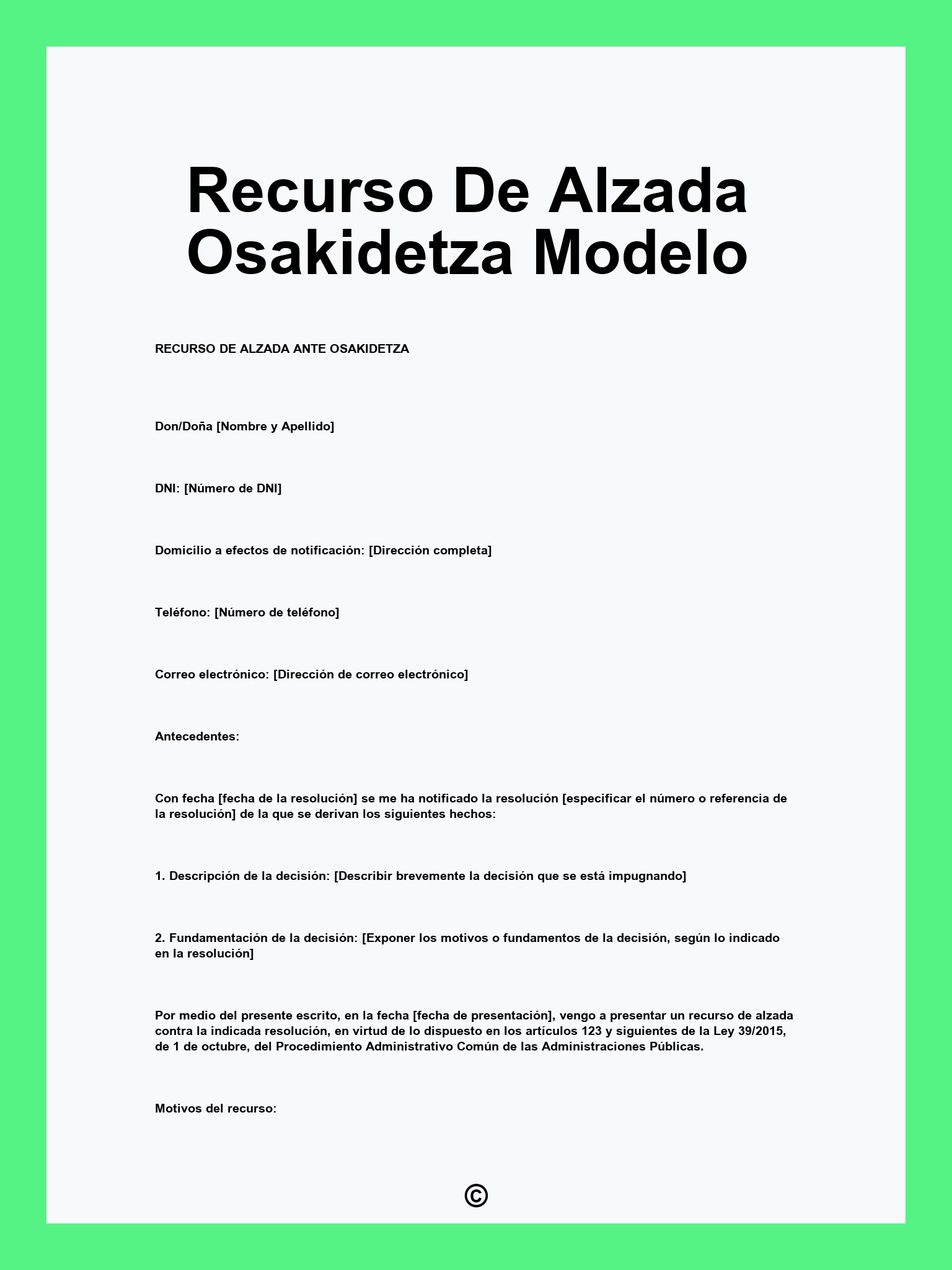 Recurso De Alzada Osakidetza Modelo
