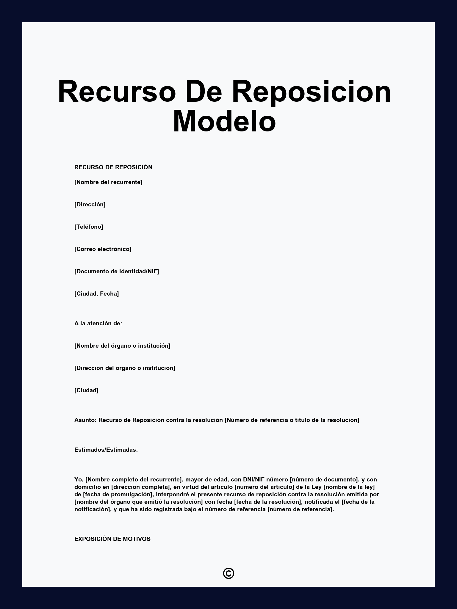 Recurso De Reposicion Modelo