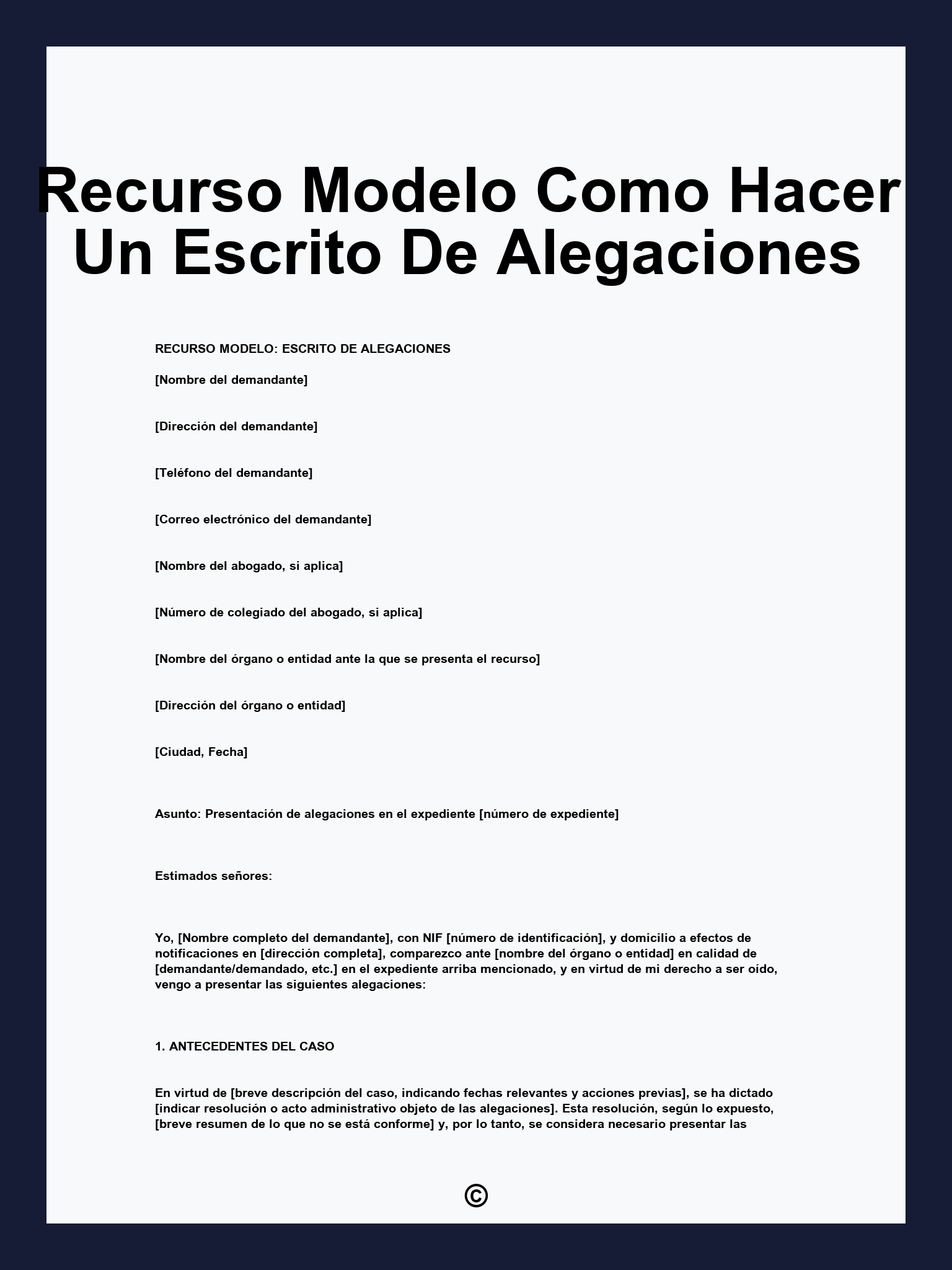 Recurso Modelo Como Hacer Un Escrito De Alegaciones